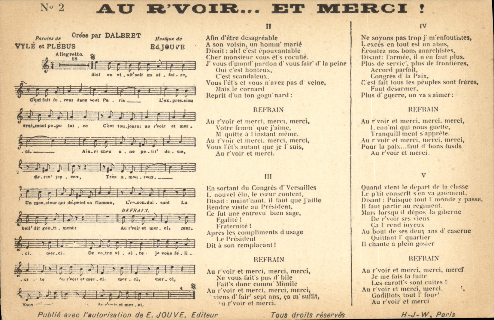 Vintage Postcard In the r' to see and thank you Dalbret Jouve