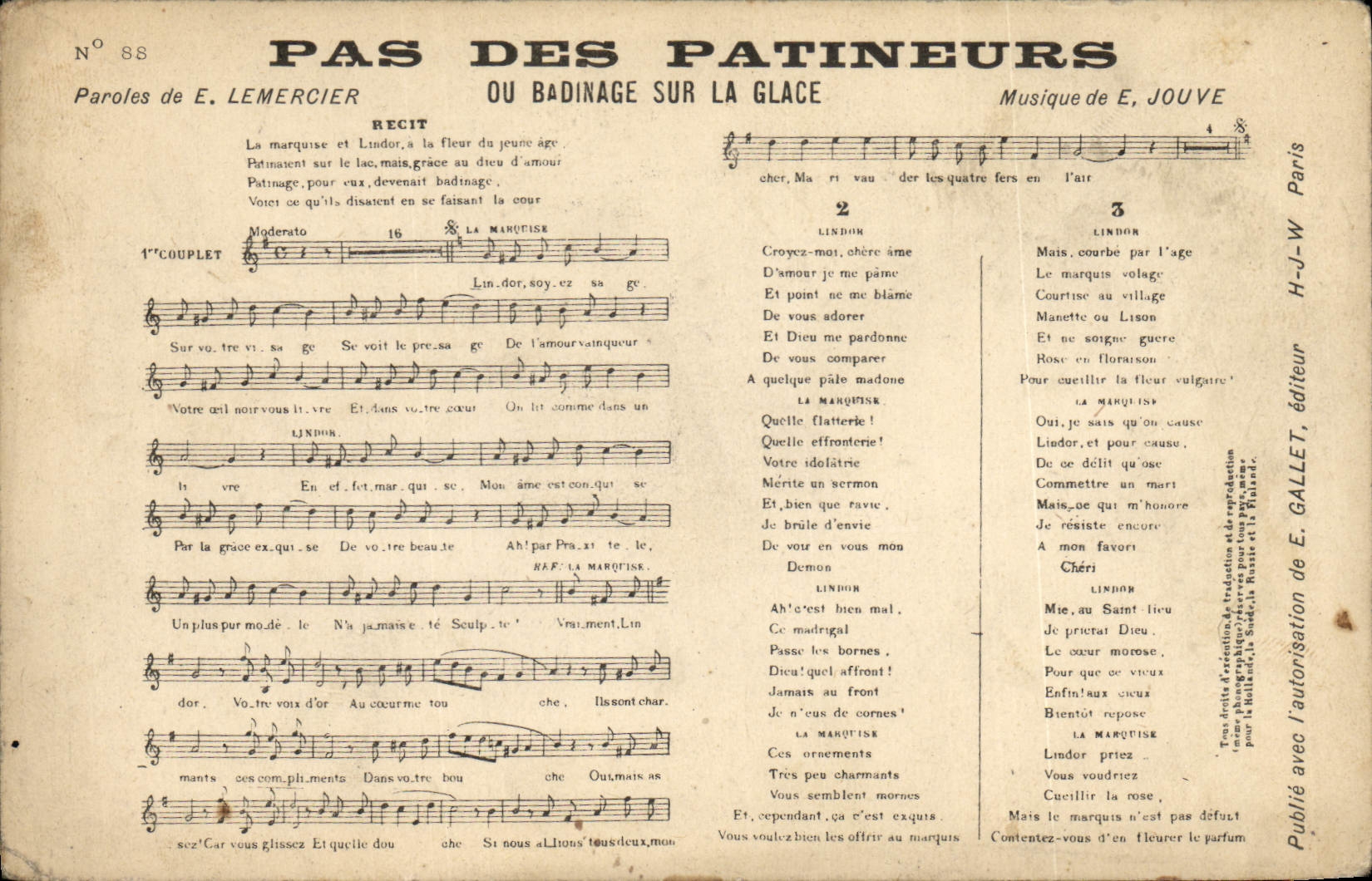 Vintage Postcard Not of the Skaters or Banter on the ice Lemercier Jouve