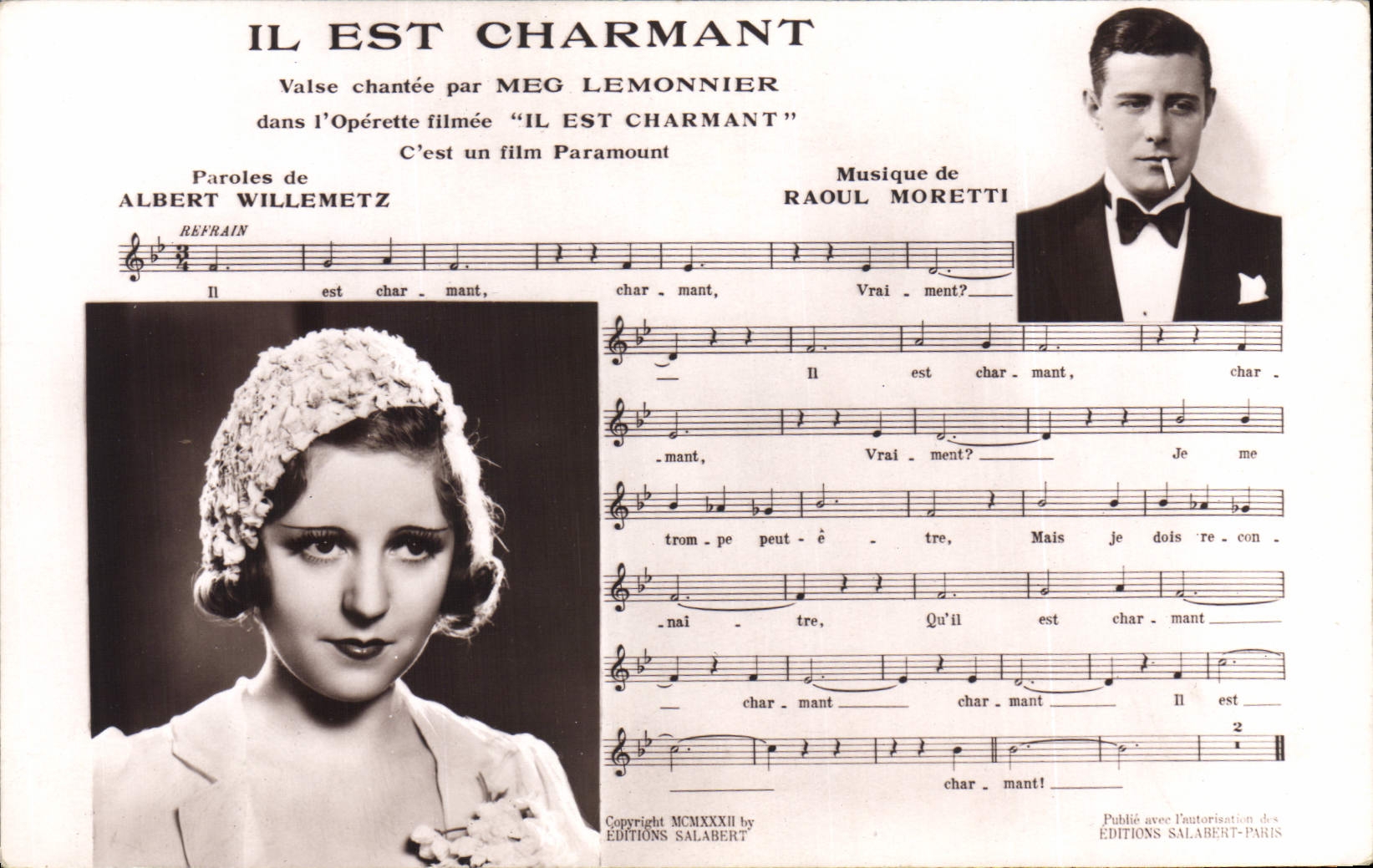 Postal es encantador Meg Lemonnier Albert Willemetz Raoul Moretti