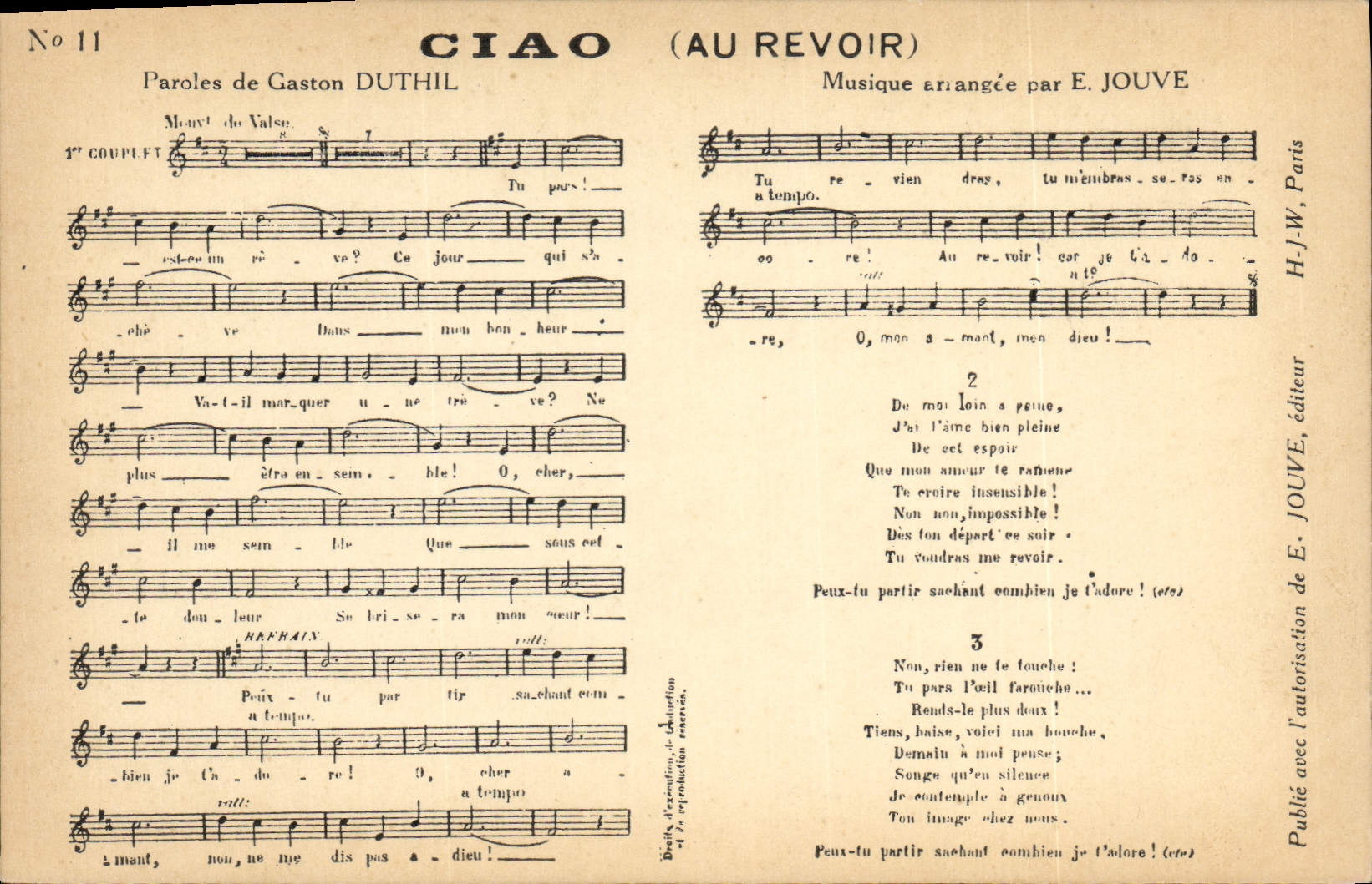 Postal Ciao adiós Gaston Duthil Jouve