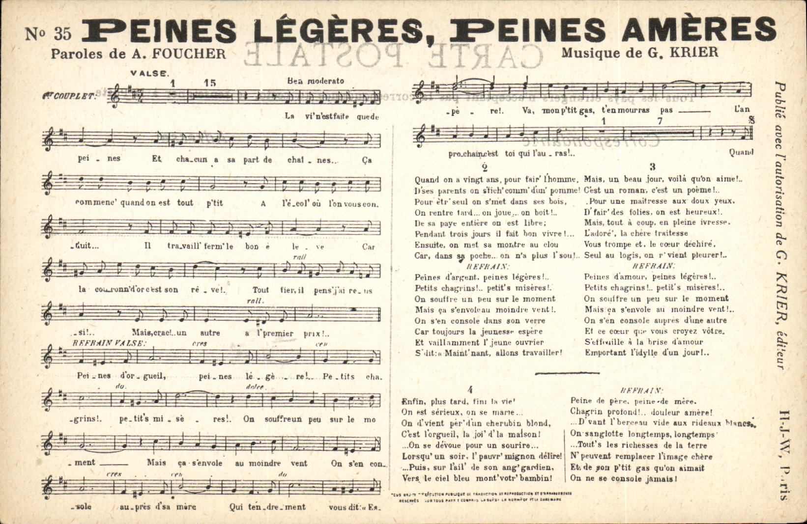 CPA Peines legeres Peines ameres Foucher Krier