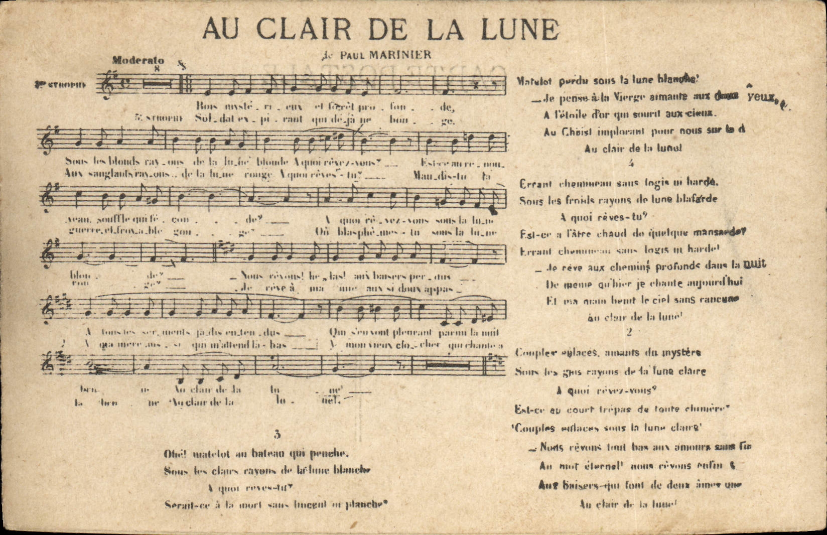 CPA Au clair de la lune 