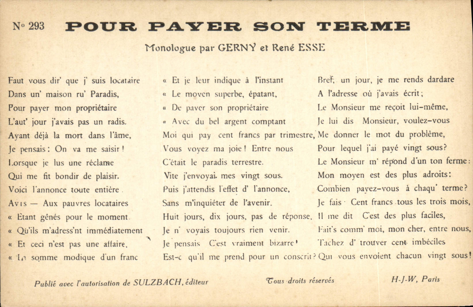 CPA Pour payer son terme Gerny Renee Esse