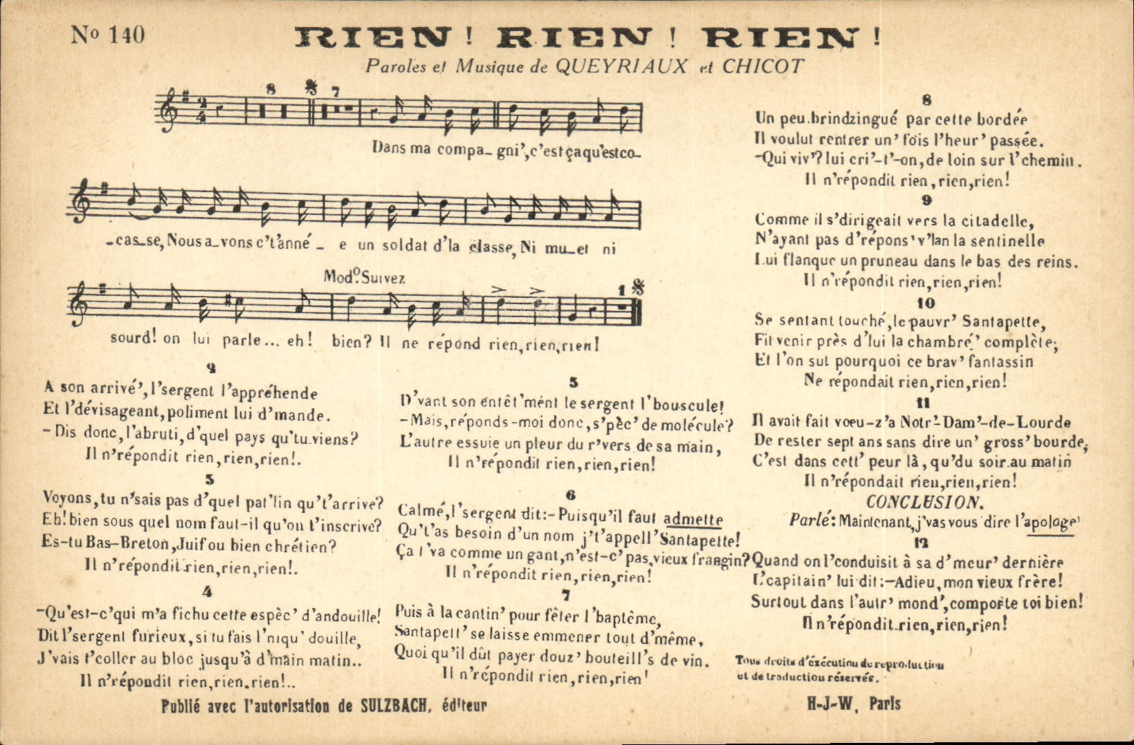 Vintage Postcard Nothing! Nothing! Nothing! Queyriaux and Chicot