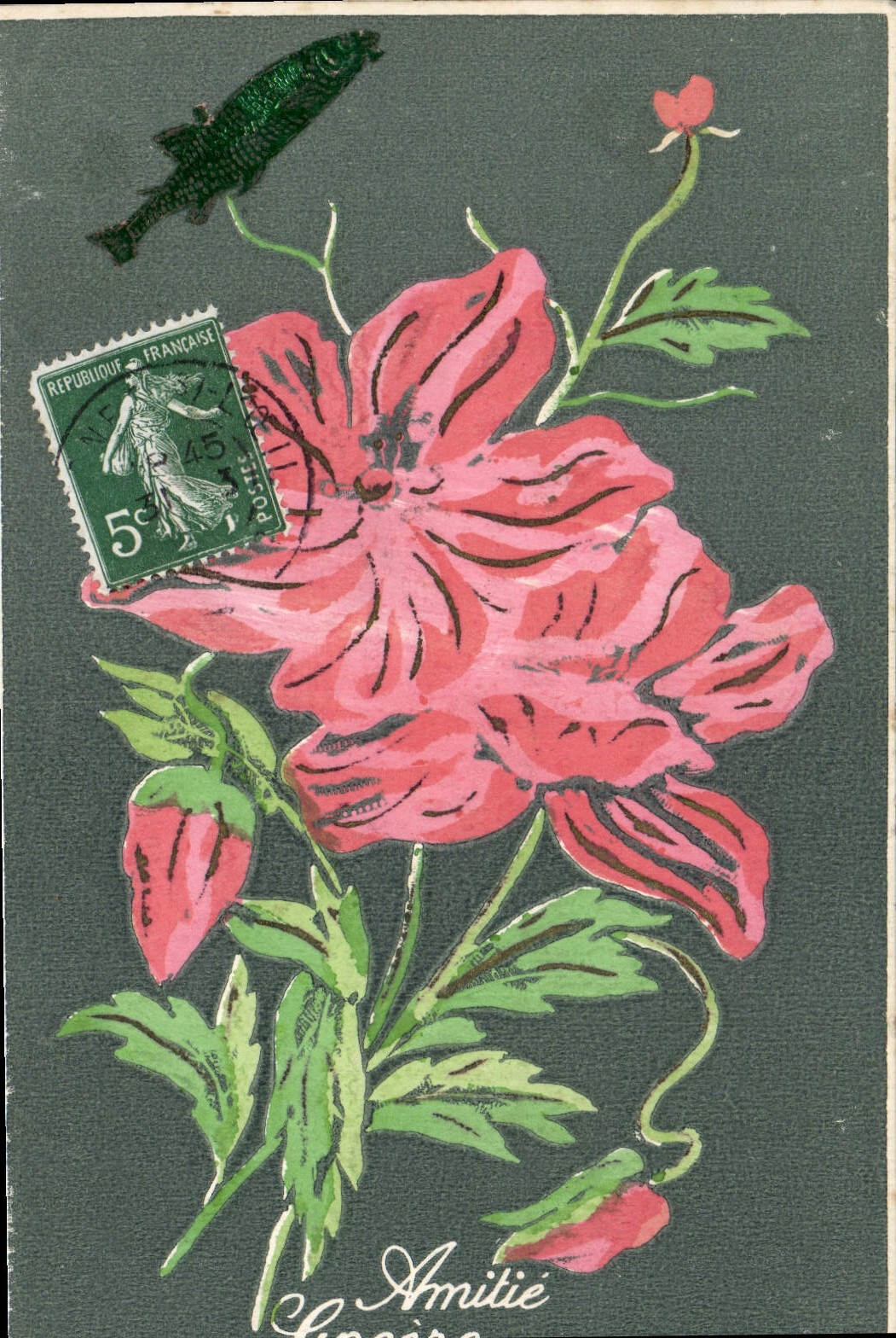 CPA Fantaisie Fleurs Poisson