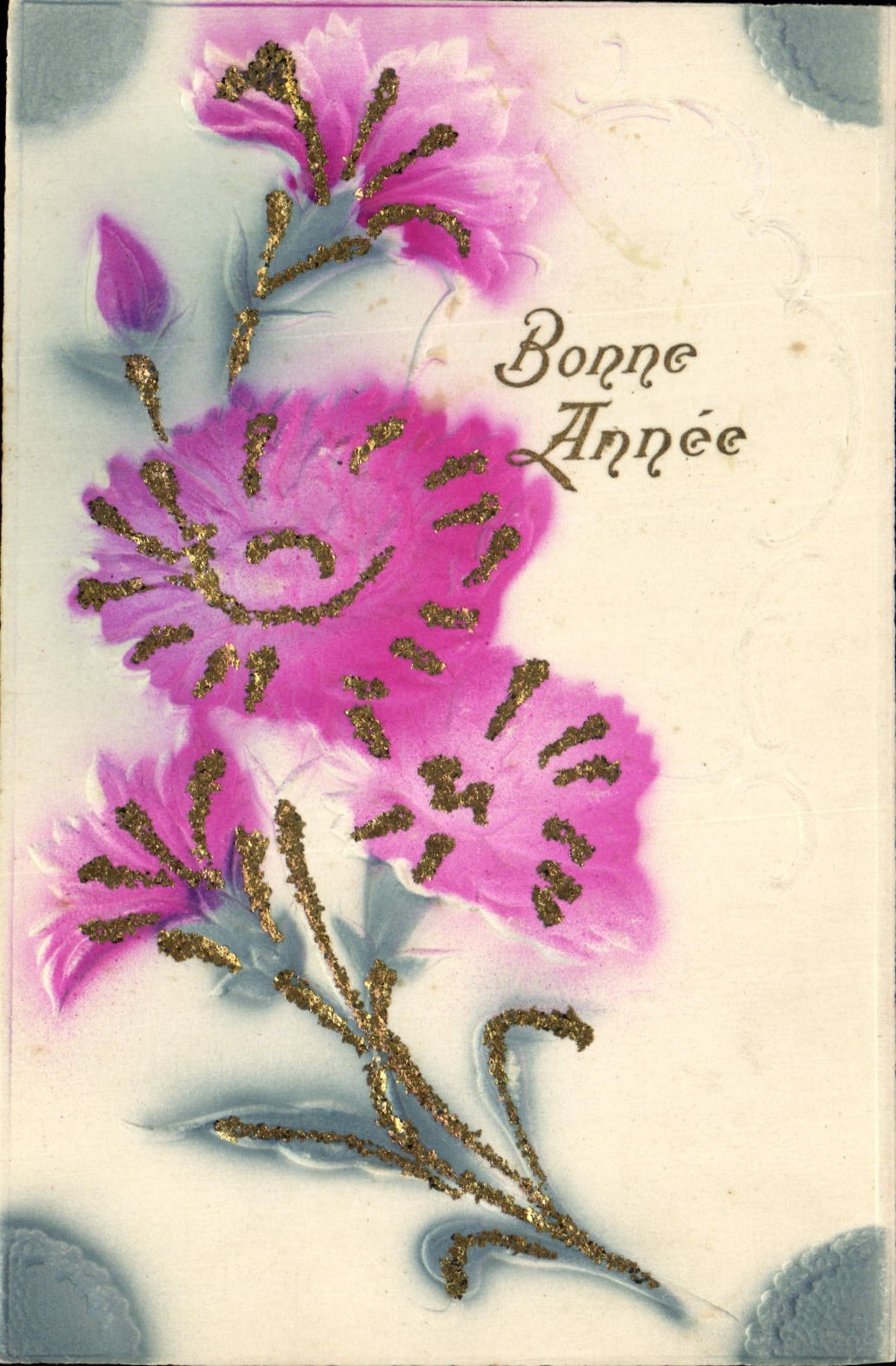 CPA Fantaisie Fleurs Bonne annee