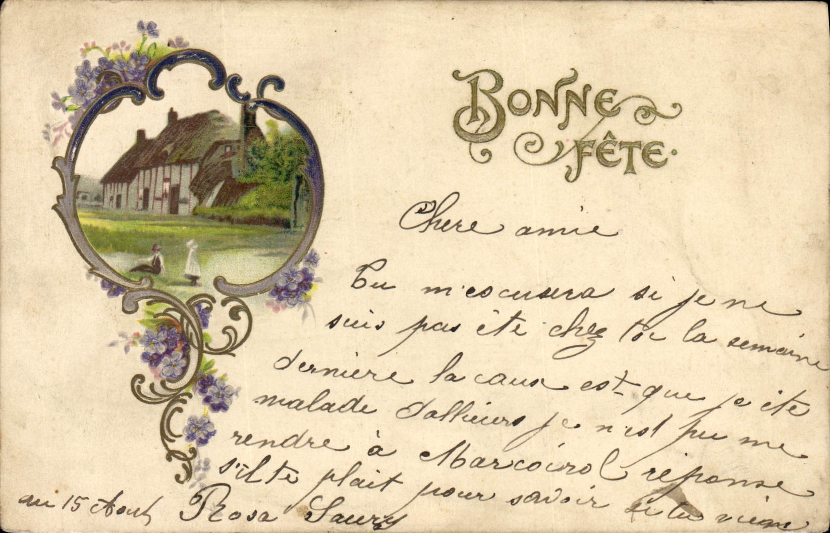 CPA Fantaisie Fleurs Bonne fete