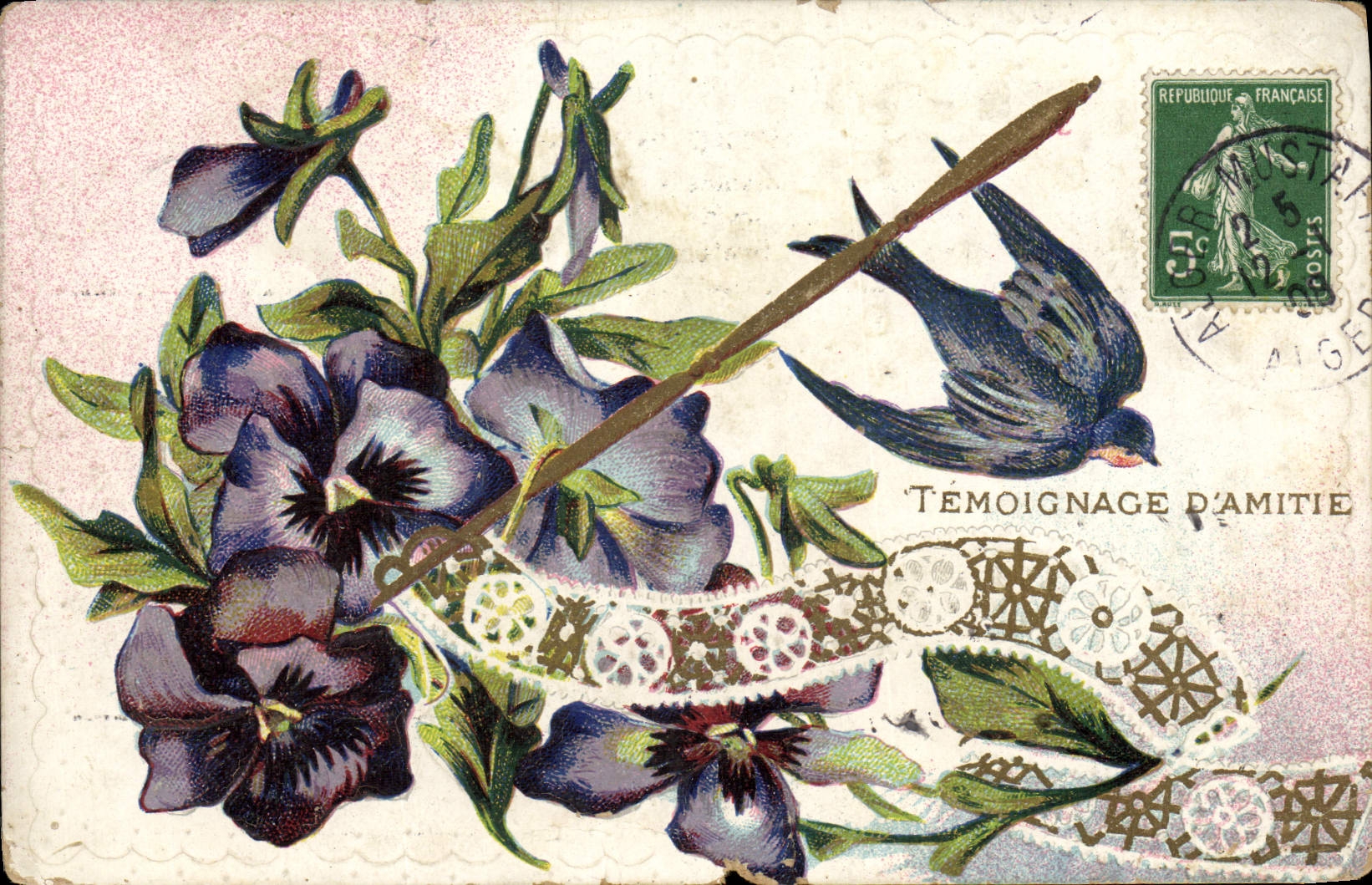 Vintage Postcard Fantasy Flowers Testimony of friendship