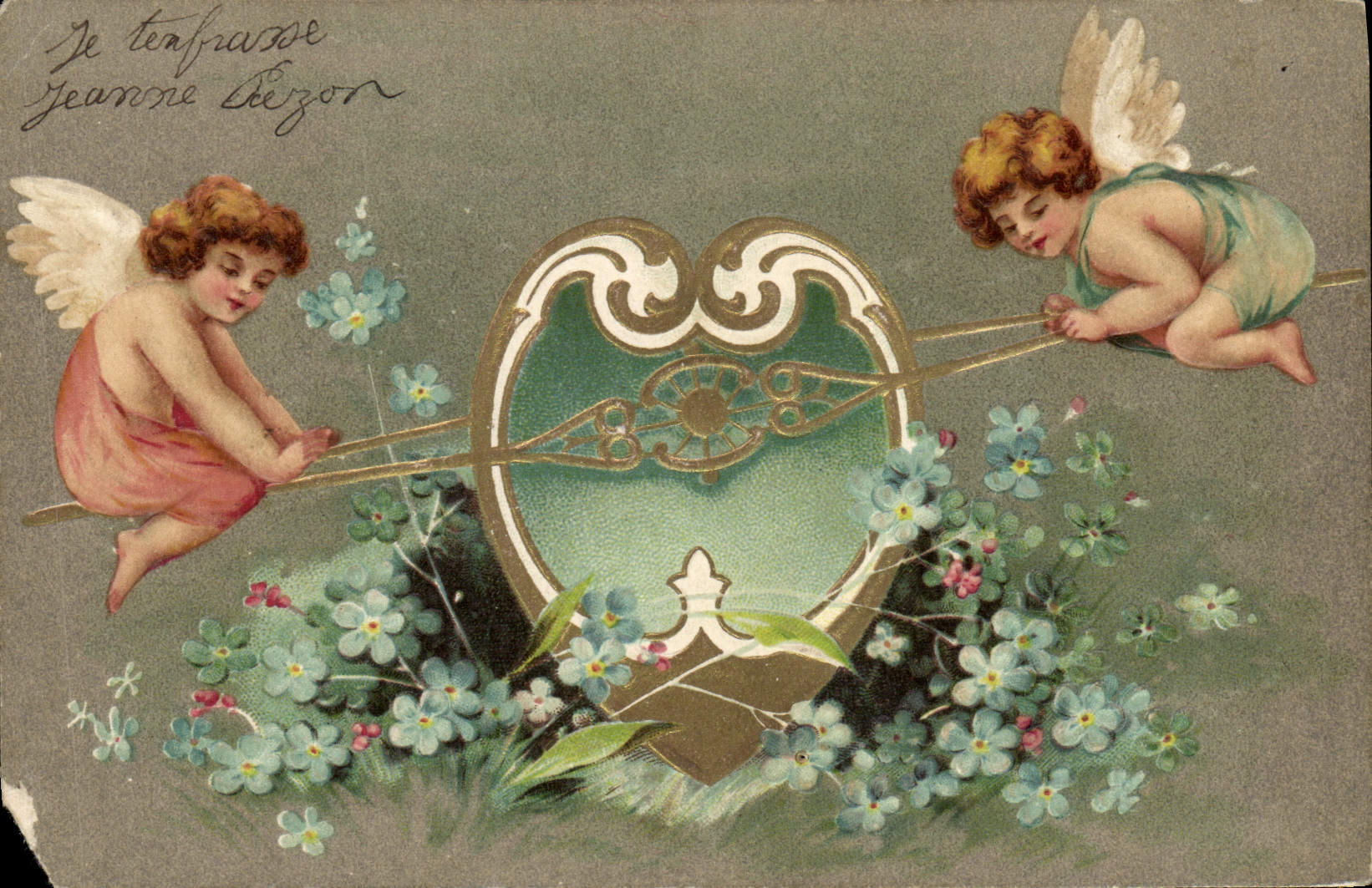 CPA Fantaisie Fleurs Ange