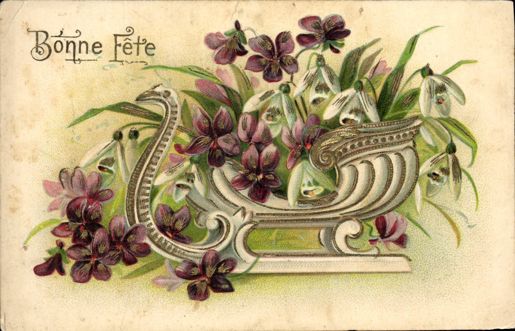 CPA Fantaisie Fleurs Bonne fete