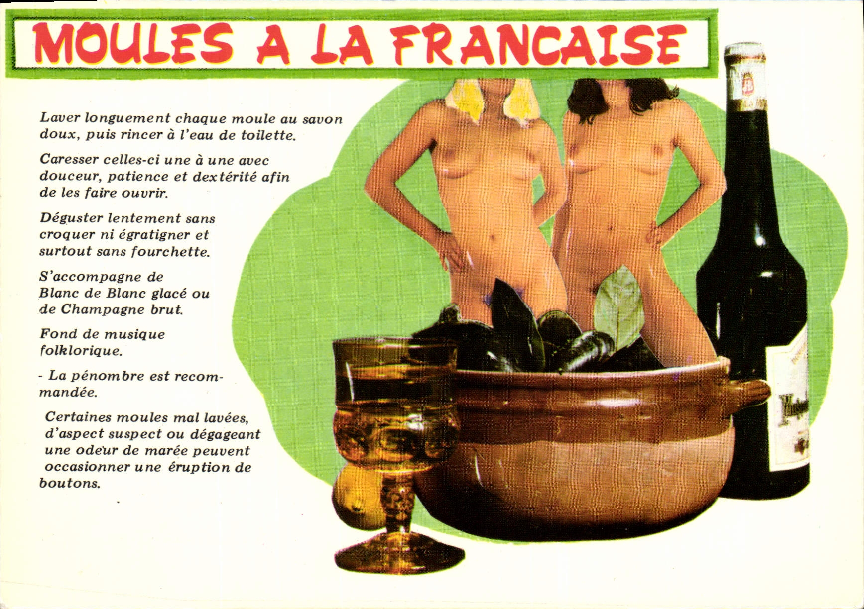 Modern Postcard Moules has the Frenchwoman