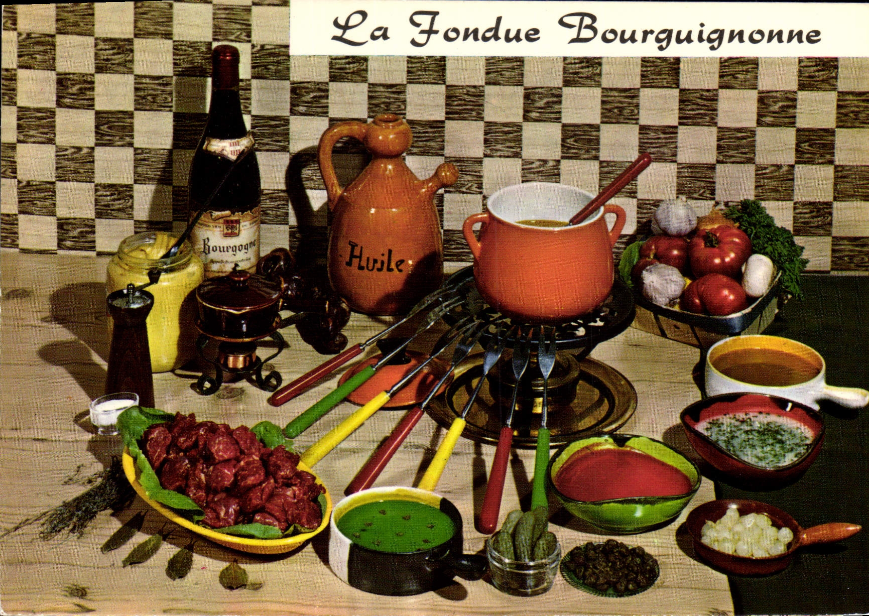Modern Postcard the meat fondue