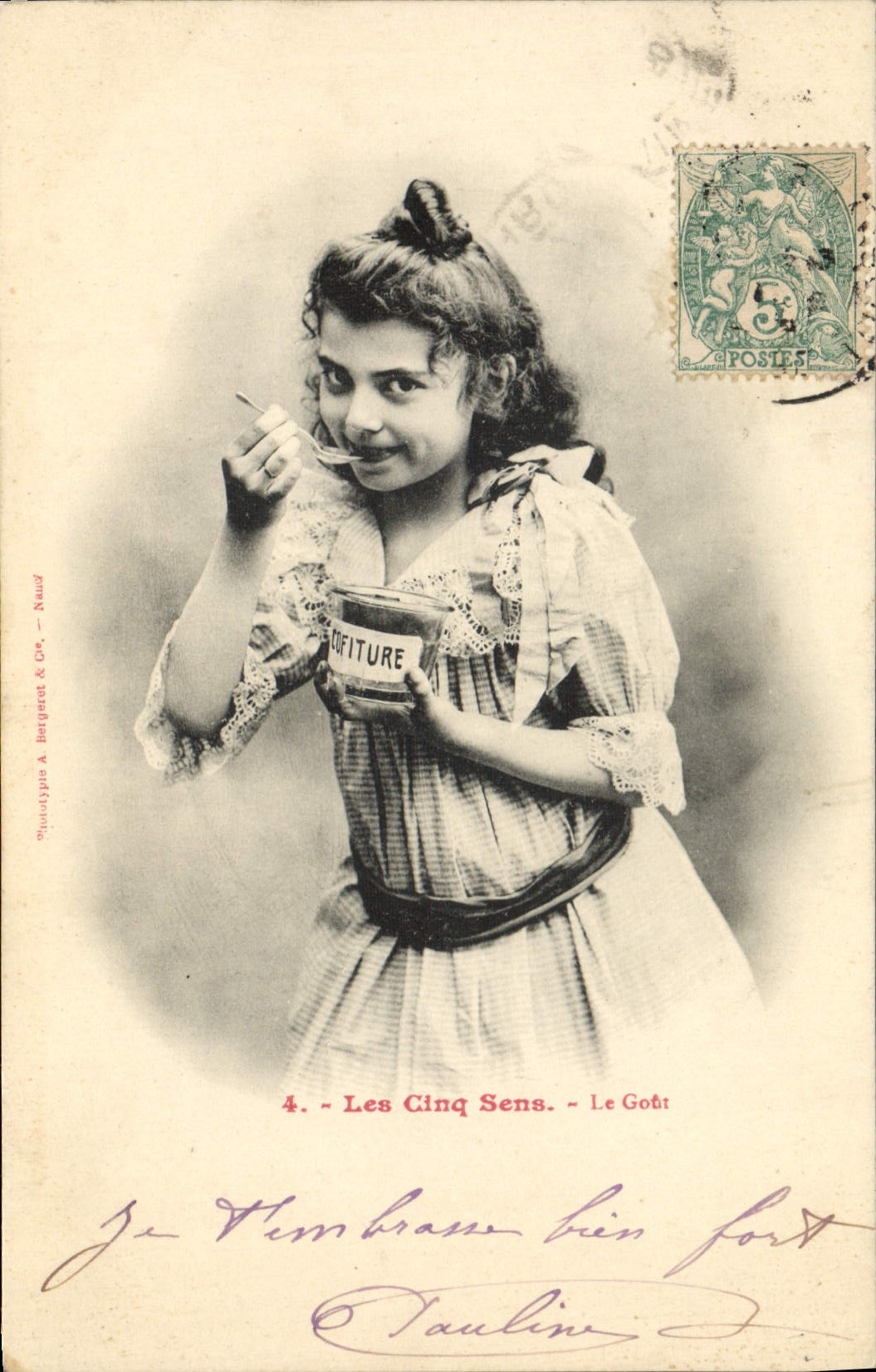 CPA Fantaisie Enfant Les cinq sens Le gout Confiture