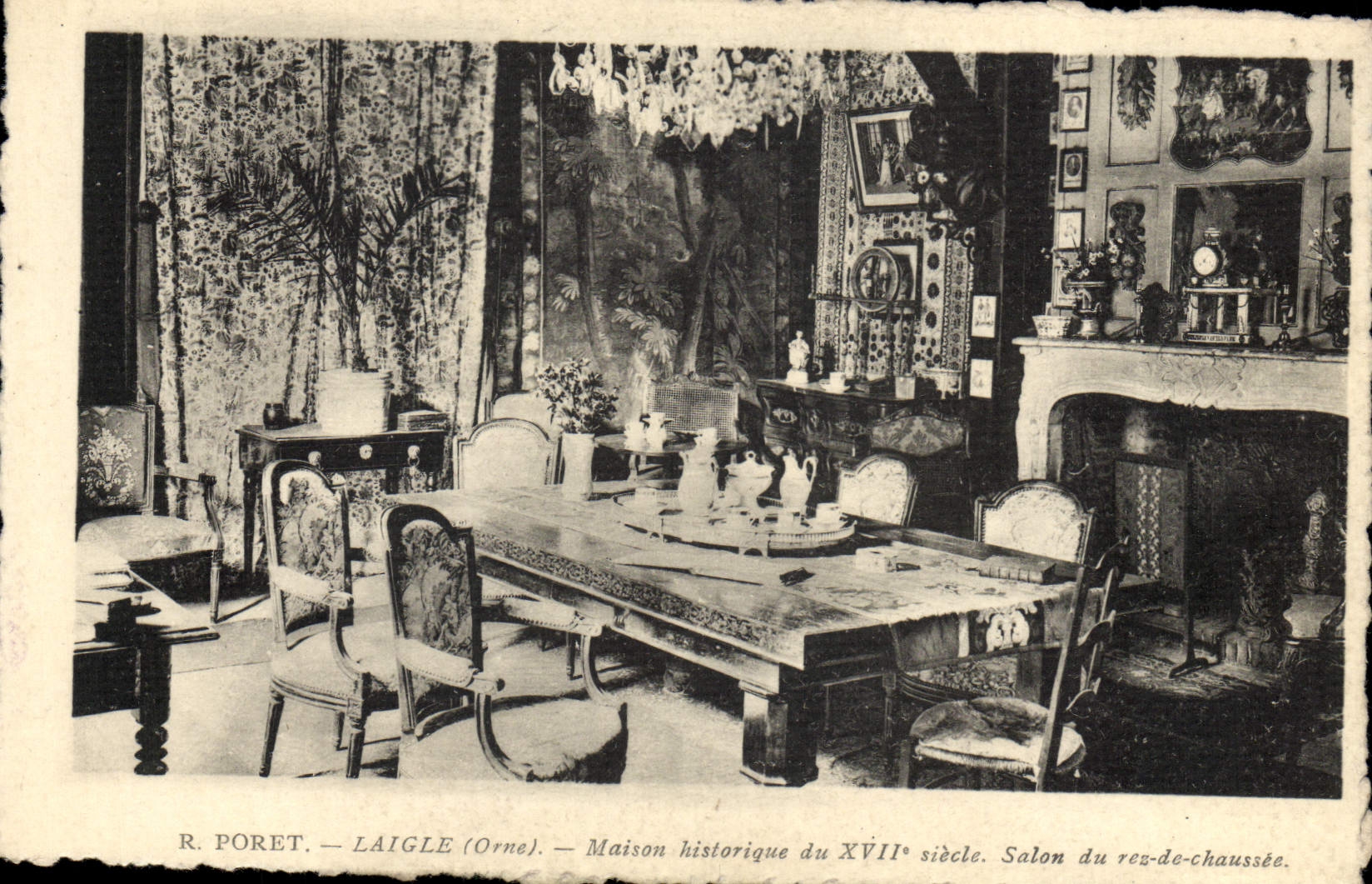 Postal Poret Laigle Casa histórico Salón de rez el calzada