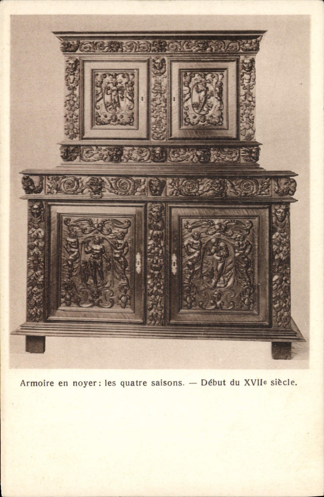 CPA Armoire en noyer Les quatre saisons