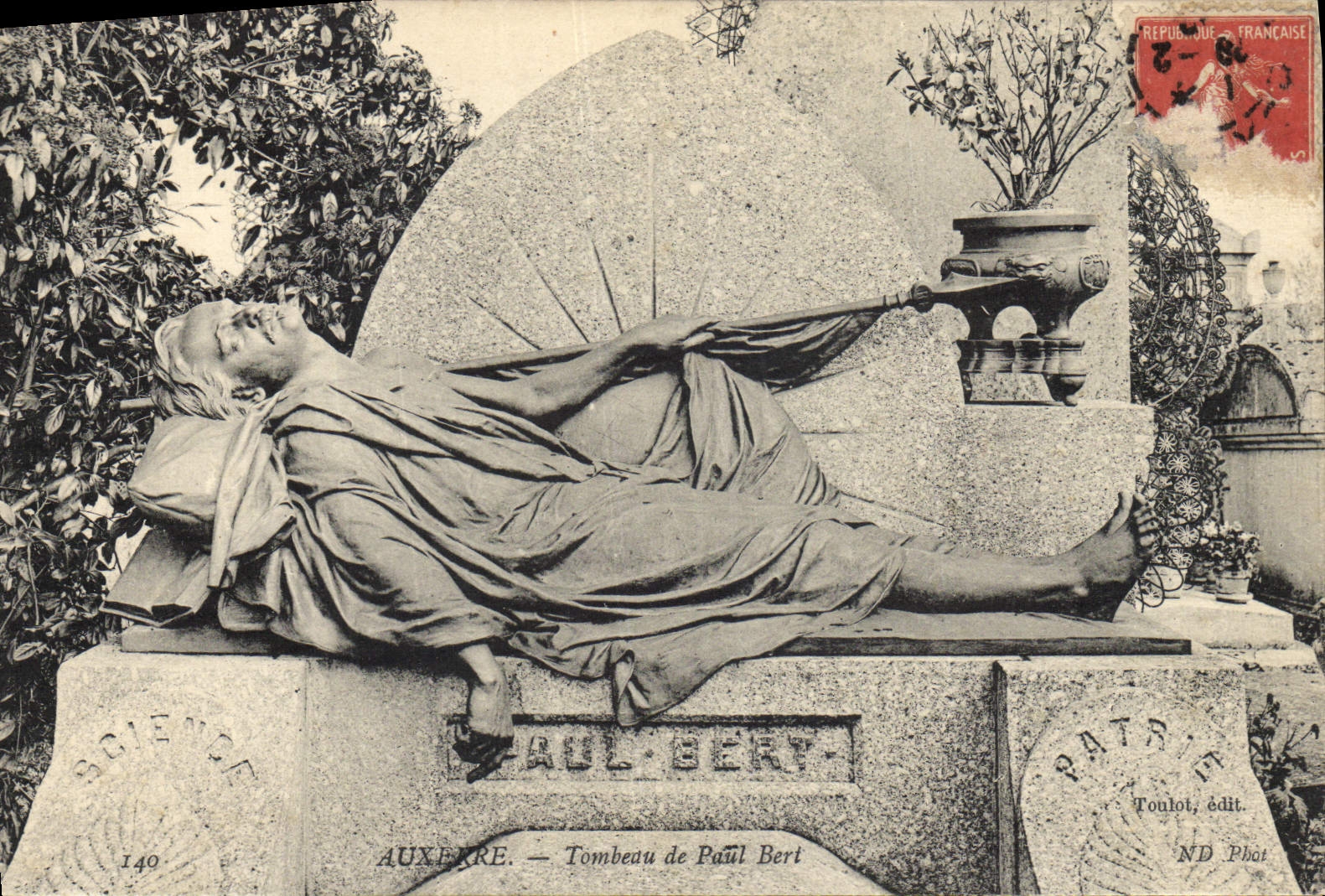 Vintage Postcard Auxerre Tomb of Paul Bert