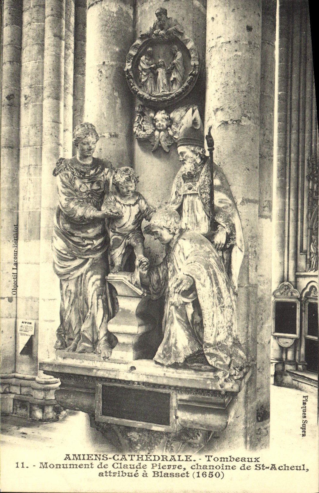 Vintage Postcard Amiens Cathedrale Tombs Monument of Claude Pierre Chanoine of St Acheul attibue has Blasset