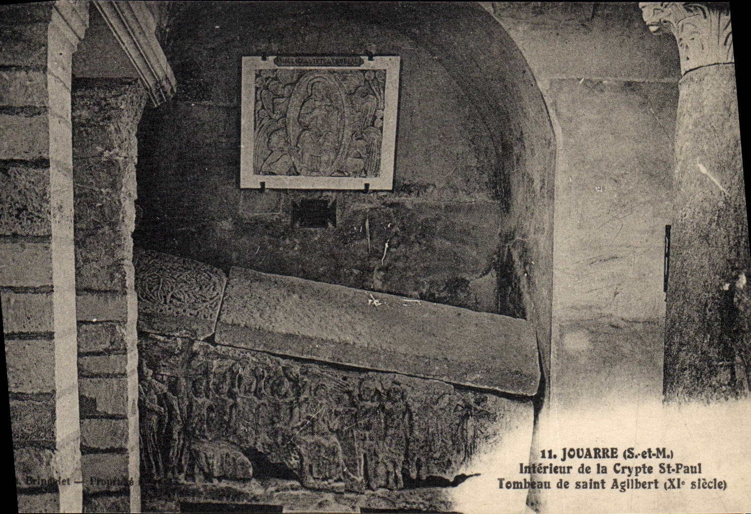 Vintage Postcard Interior Jouarre of the crypt St Paul Tomb of Agilbert saint