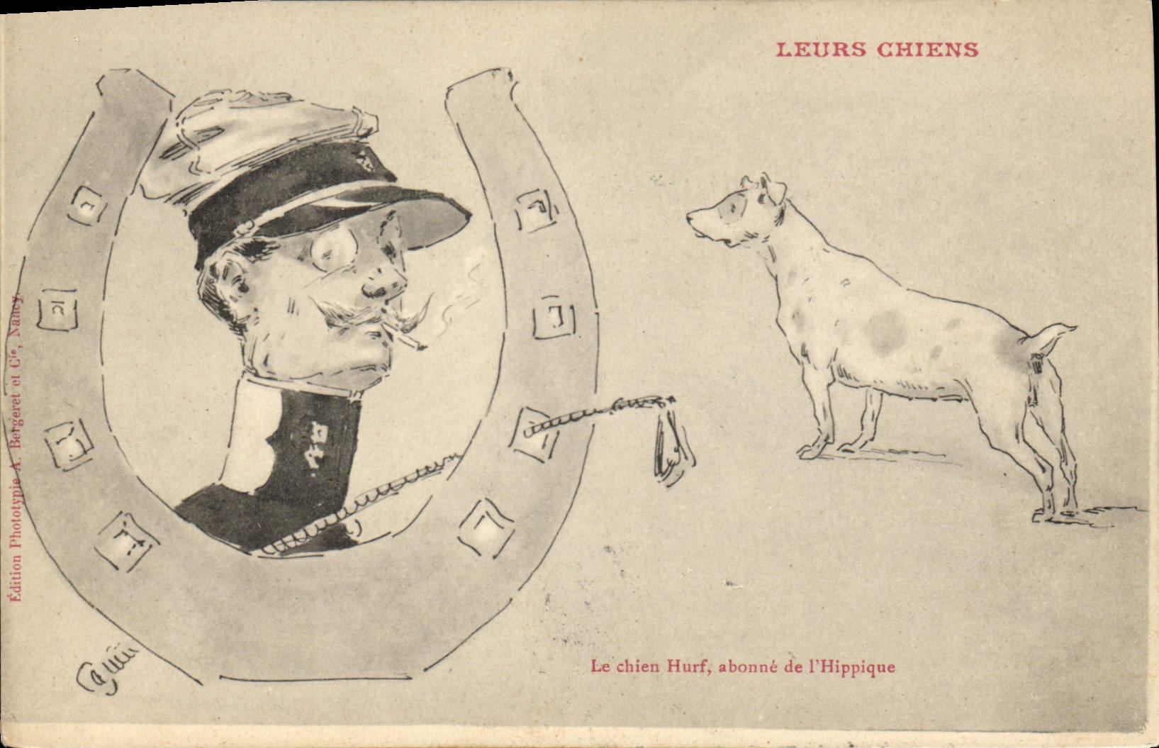 Vintage Postcard Chien Dogs Pup Their dogs the Hurf dog subscribes the Horse one