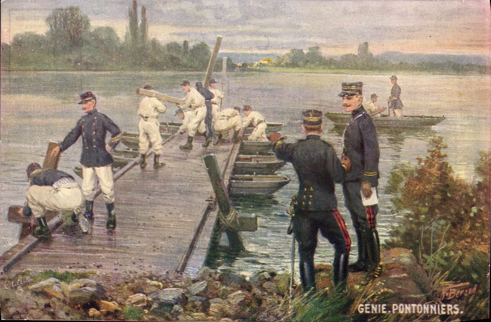 Vintage Postcard Militaria Genius Pontoniers