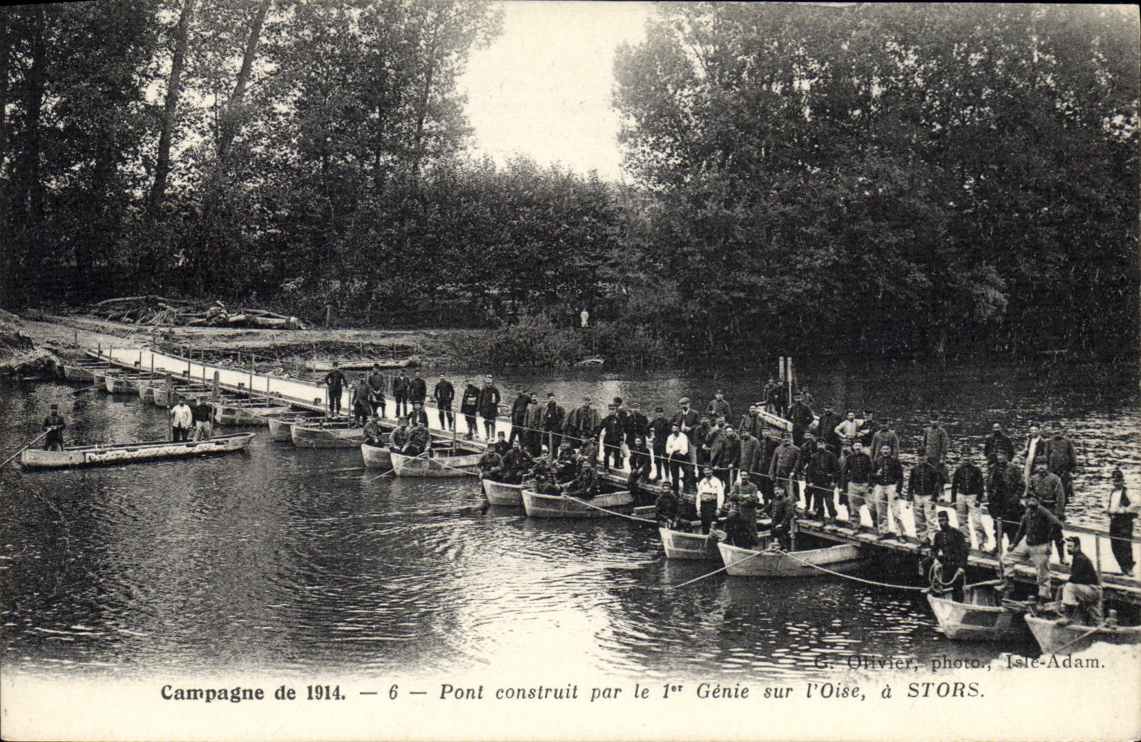 CPA Militaria Pont construit par le 1er Genie sur l'Oise a Stors