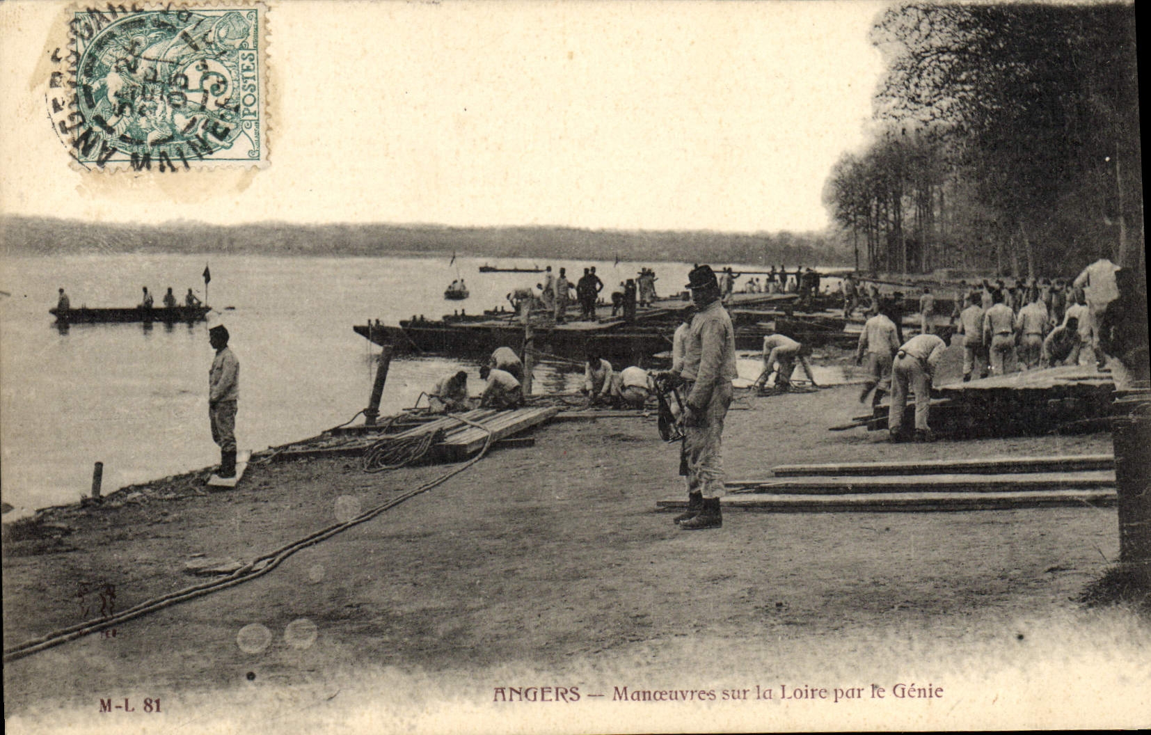 Vintage Postcard Militaria Angers Operations on the Loire by the Genius