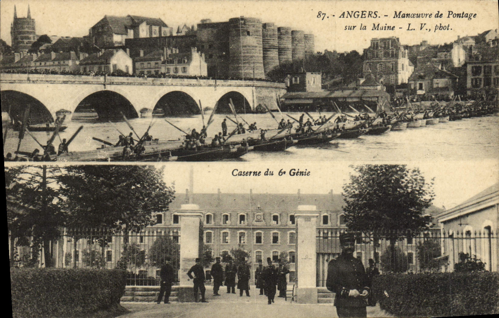CPA Militaria Angers Manoeuvre de pontage sur la Maine Caserne du 6eme Genie 