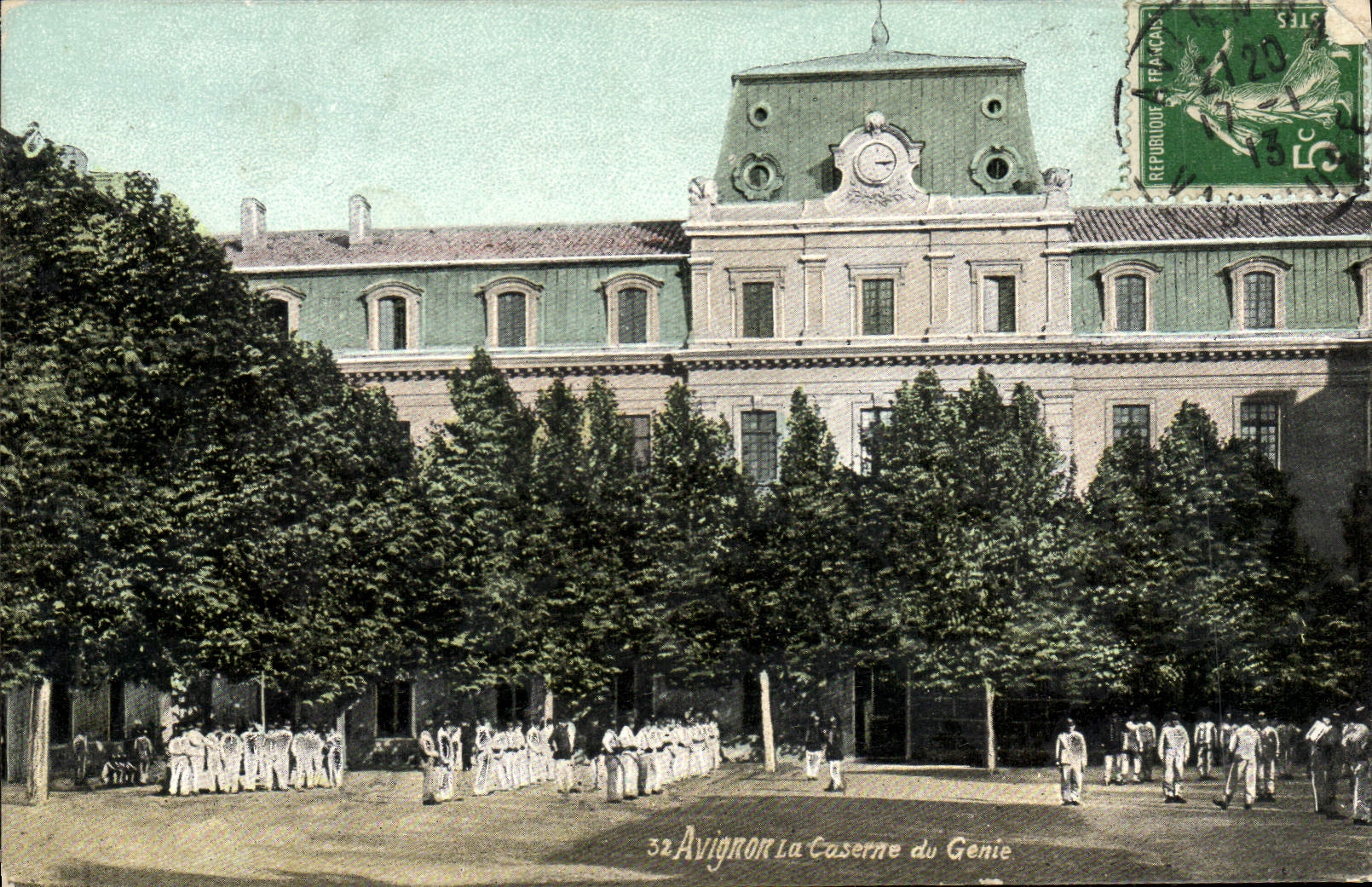 Postal Militaria Aviñón el cuartel de la Ingeniería