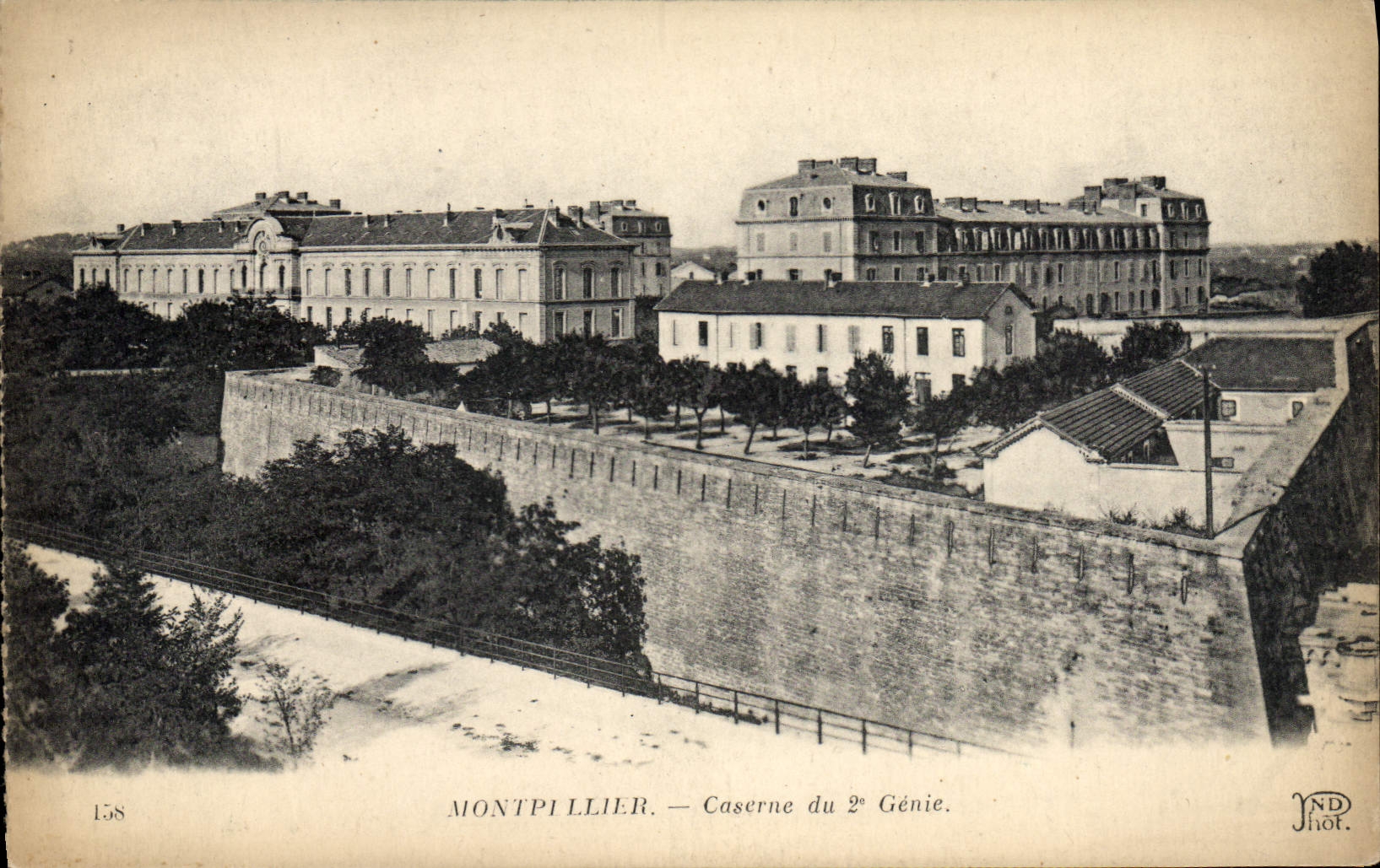 Postal Militaria Montpellier Cuartel de la 2.o Ingeniería