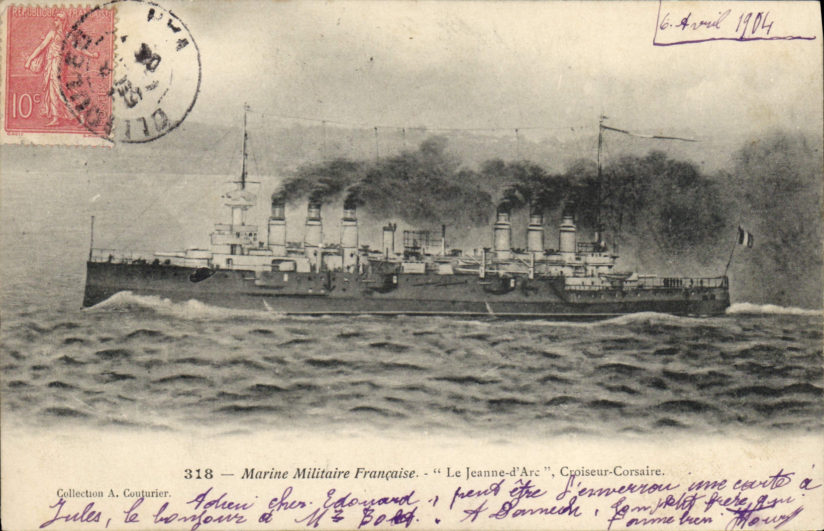 CPA Bateau La Jeanne d'Arc Croiseur Corsaire