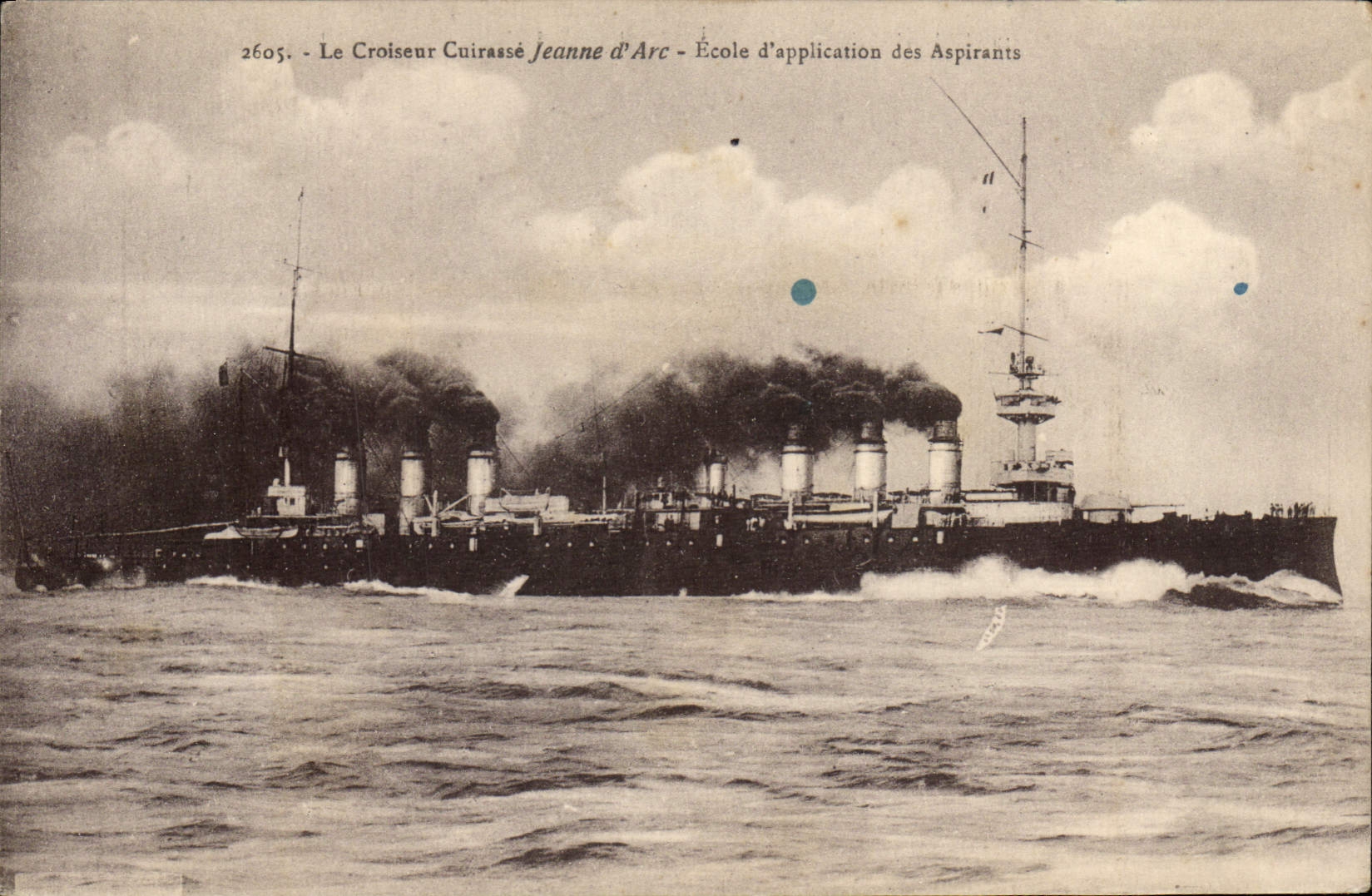 Vintage Postcard Bateau the cruiser armours Joan of Arc School of application of the Candidates