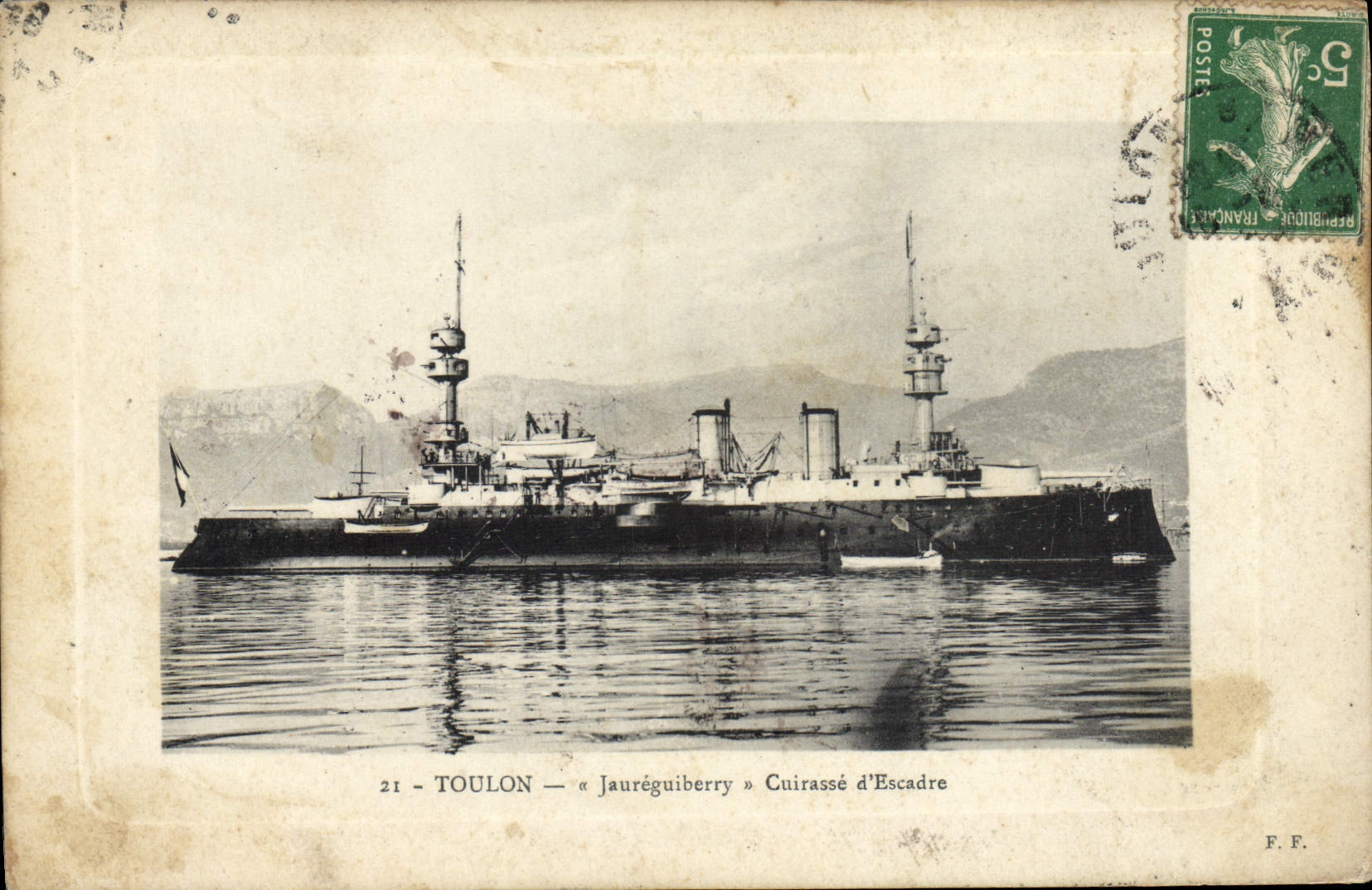 Vintage Postcard Bateau Toulon Jaureguiberry Armours squadron