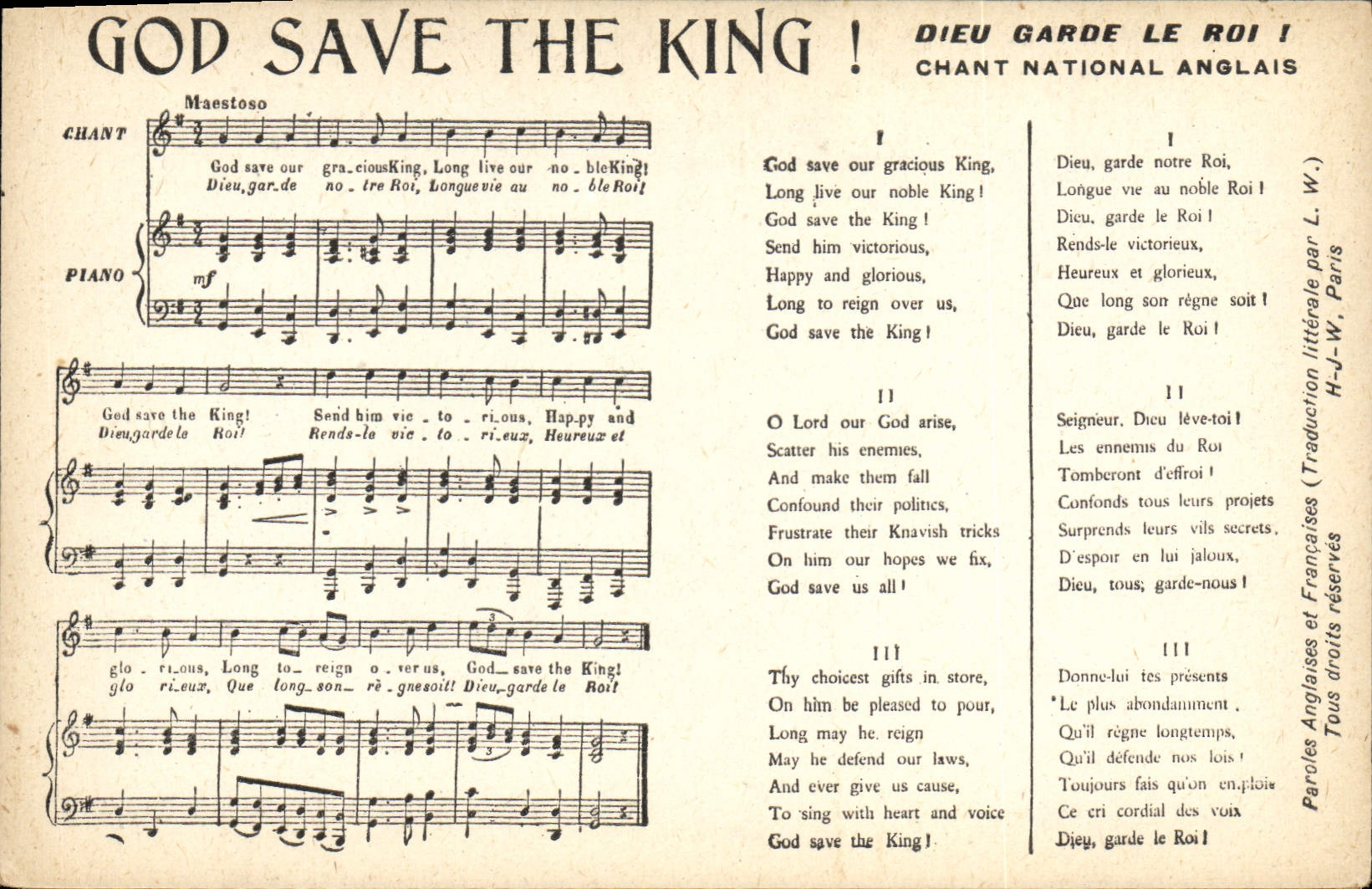 Vintage Postcard God save the king! English national song