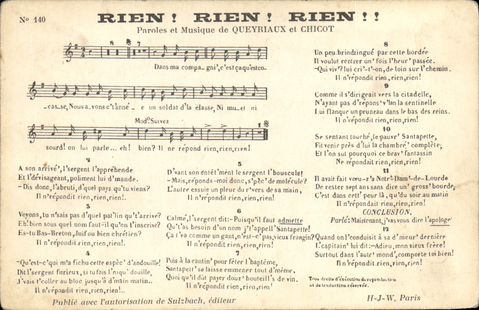 Vintage Postcard Nothing! nothing! nothing! Queyriaux Stump