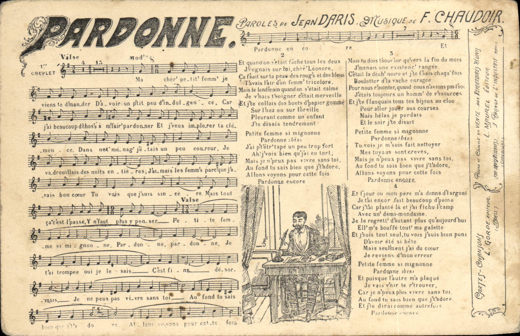 Vintage Postcard Forgives Jean Daris Chadoir