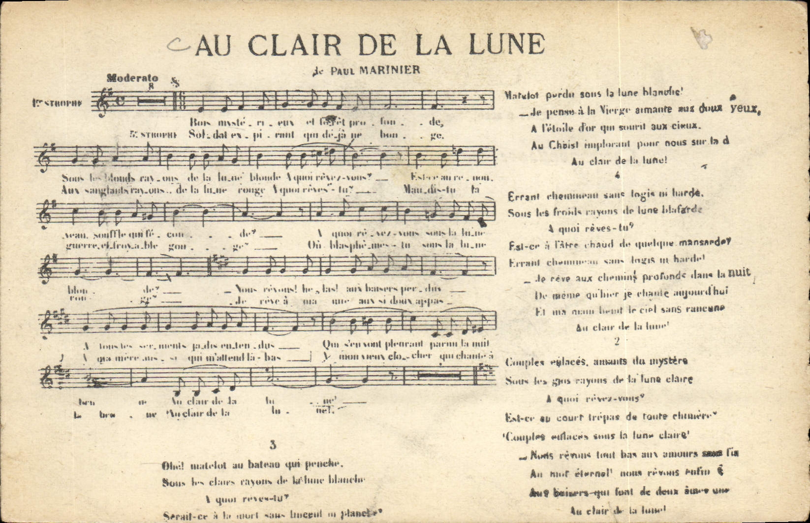 CPA Au clair de la lune 