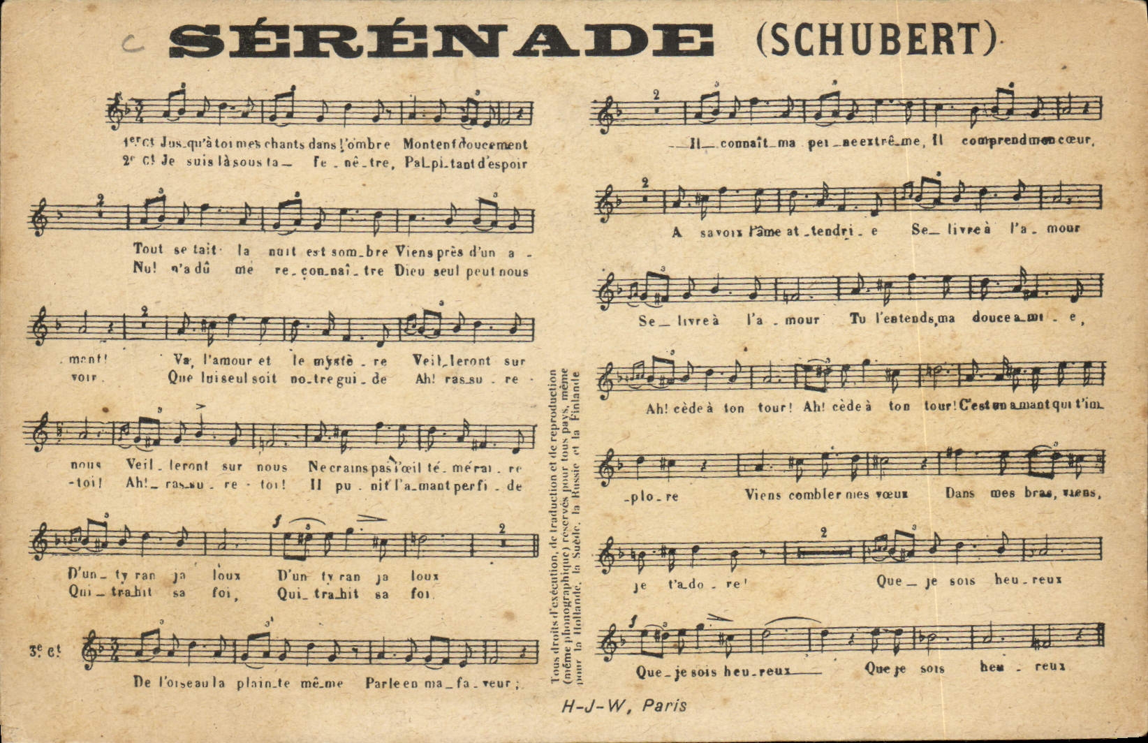 Vintage Postcard Serenade Schubert