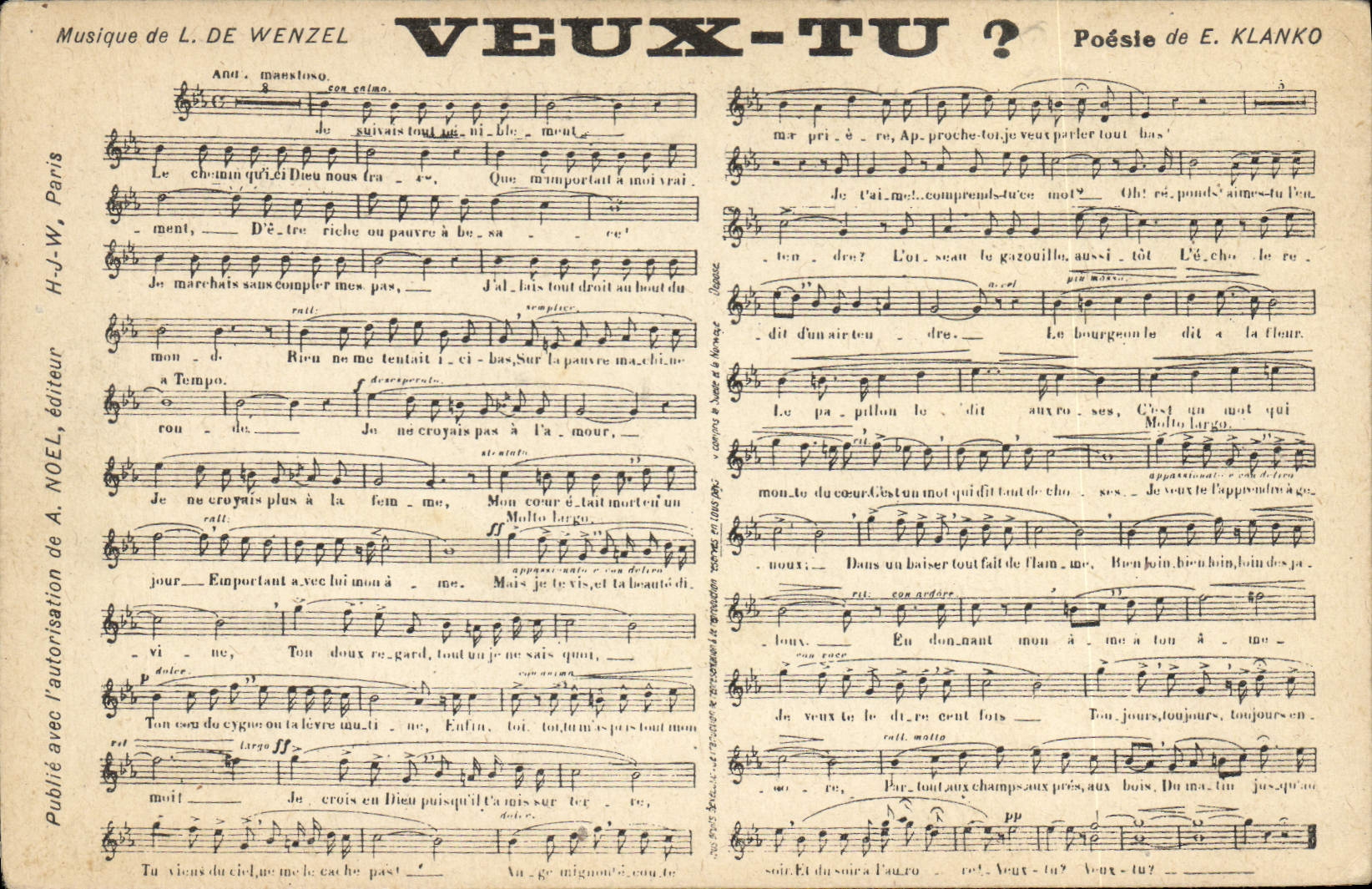 CPA Veux tu ? De Wenzel Klanko 