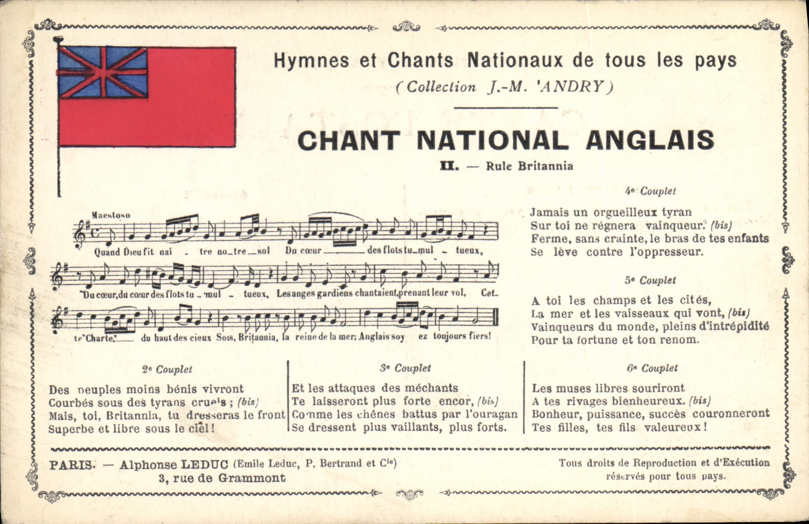 Vintage Postcard national Song English Rule Britannia