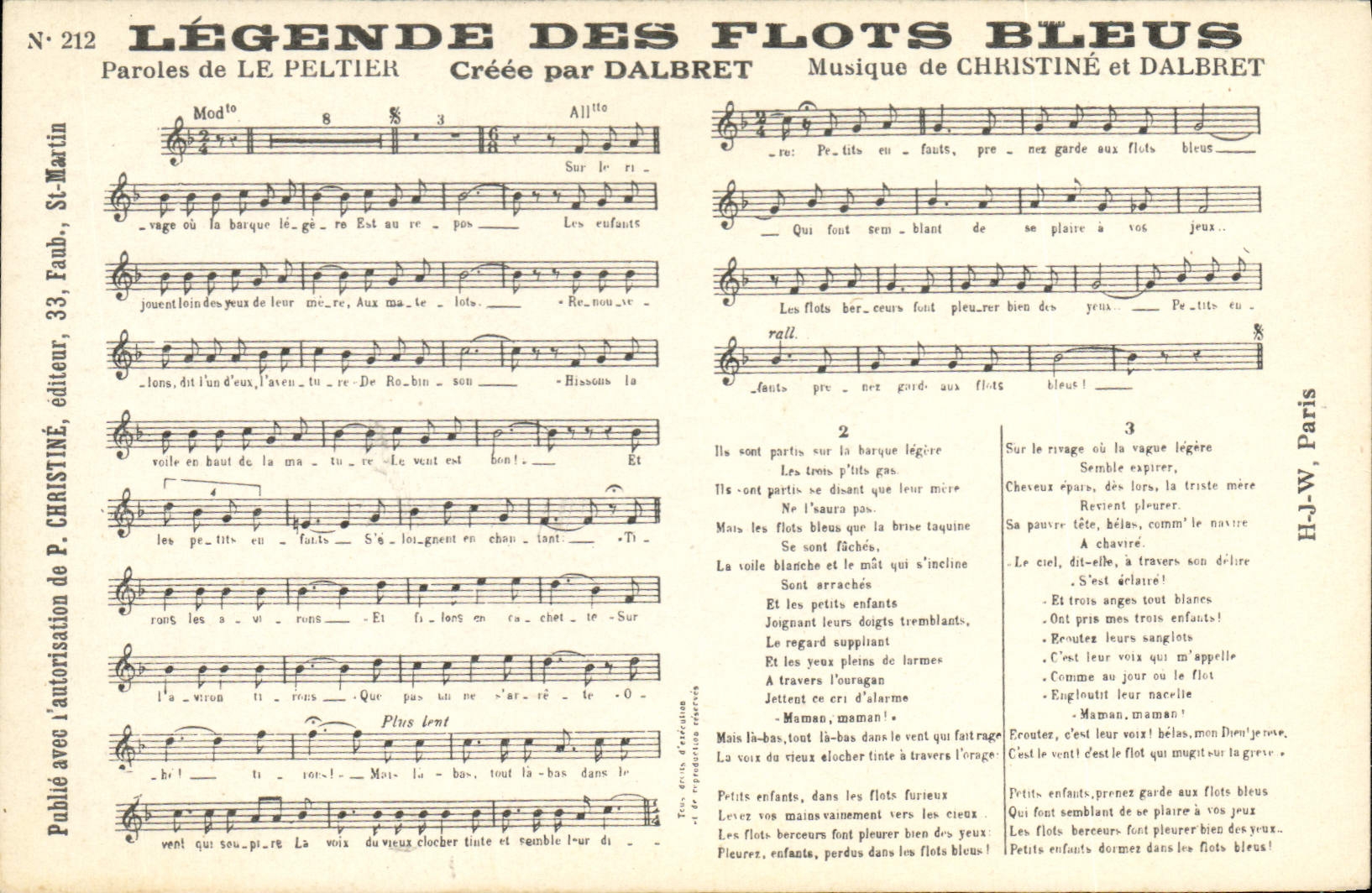 Vintage Postcard Captions blue floods Peltier DAlbret Christine Dalbret