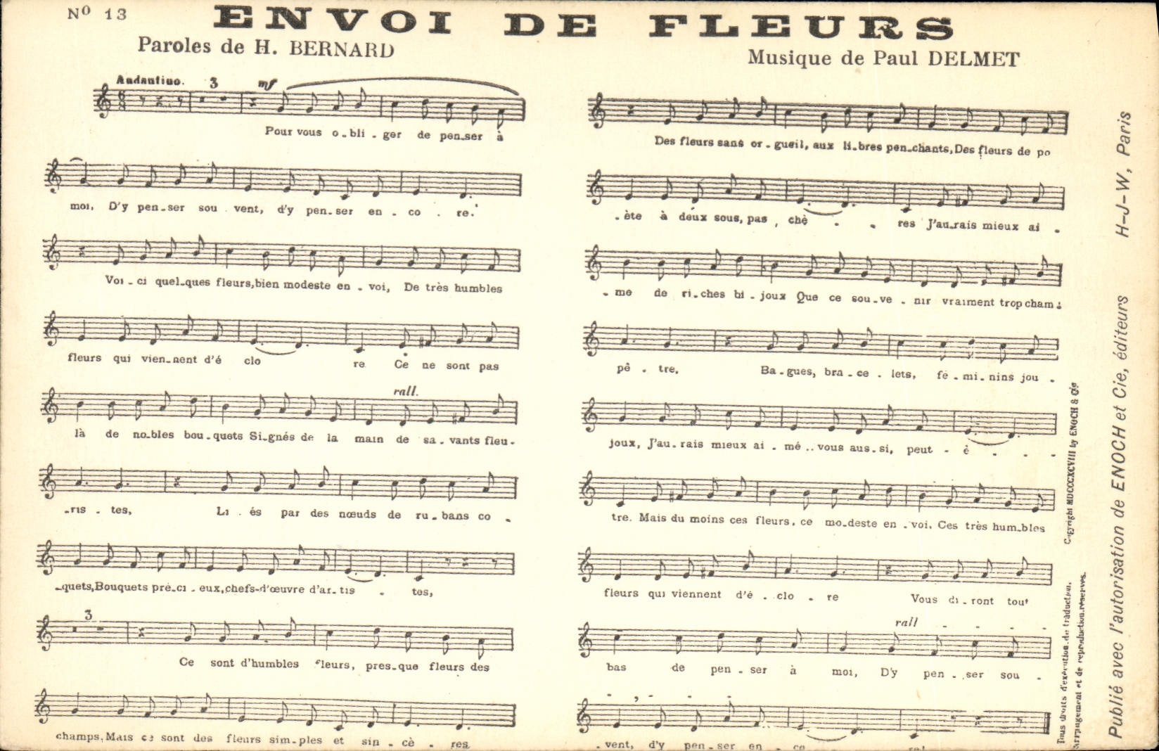 Postal Envío de flores Bernard paul Delmet