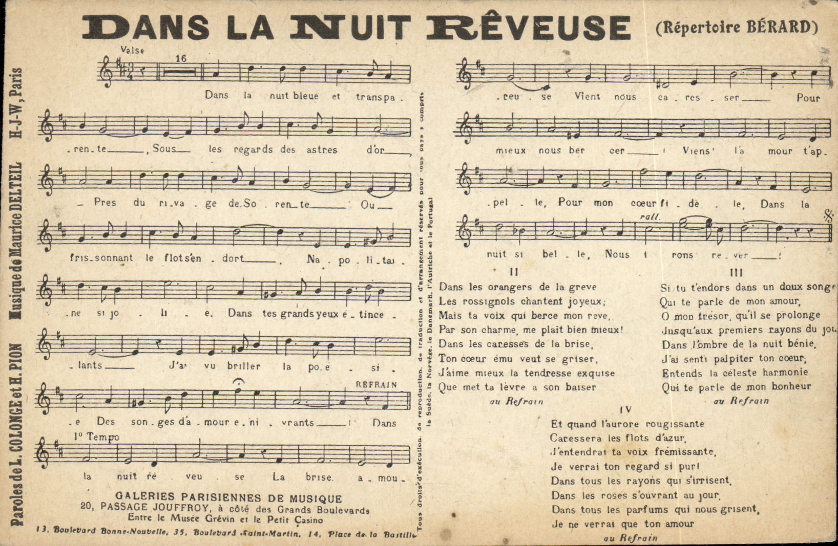 Vintage Postcard In the night stargazer Berard Colonge Pawn Maurice Delteil