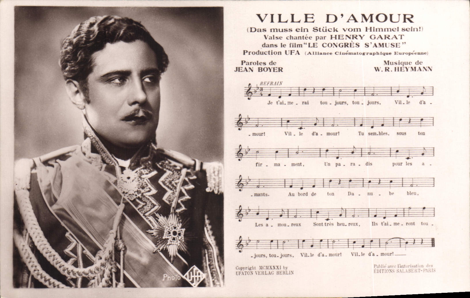 Vintage Postcard Town of love Jean Boyer Heymann