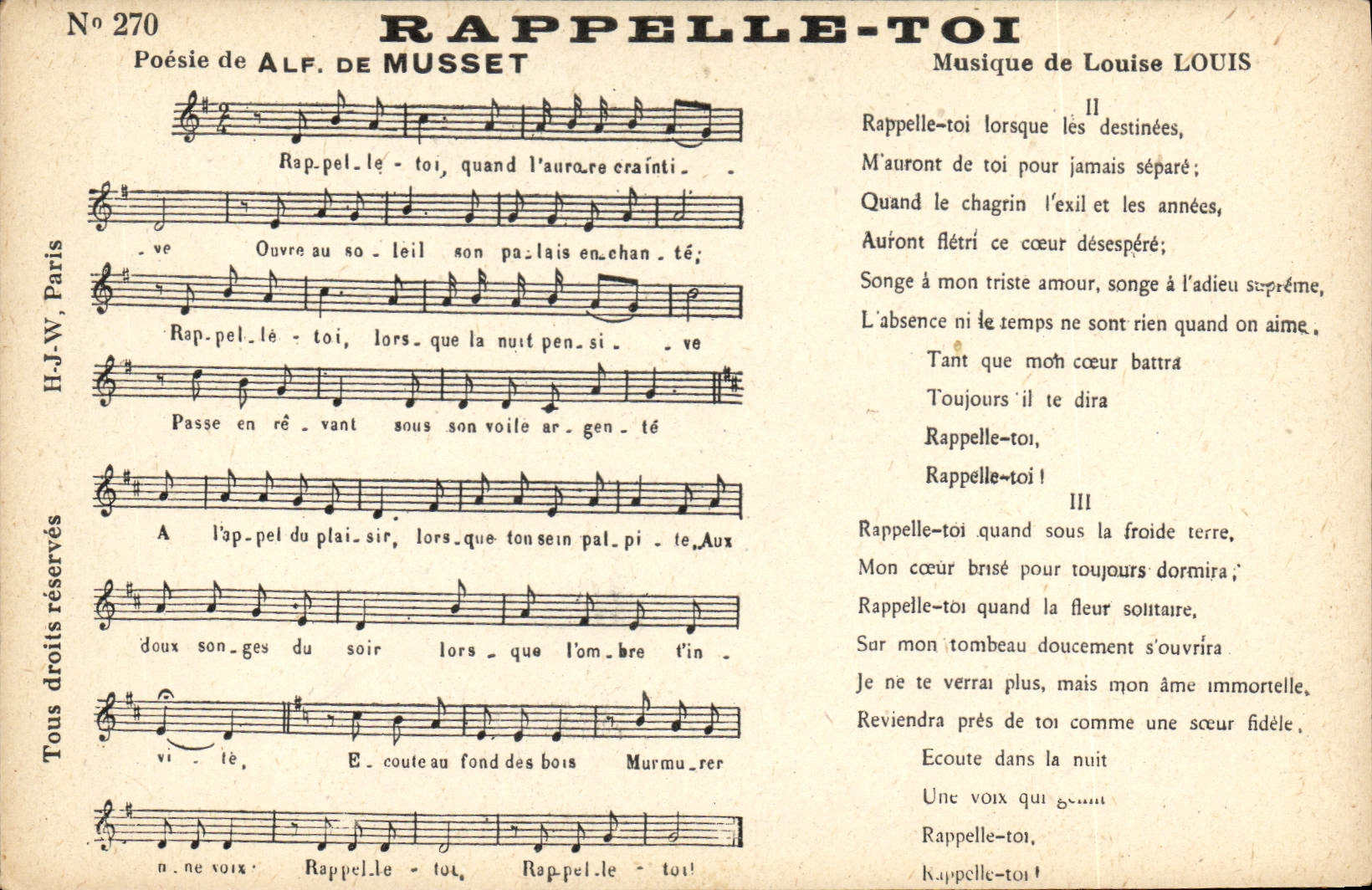 Vintage Postcard Points out to you Alfred de Musset Louise Louis