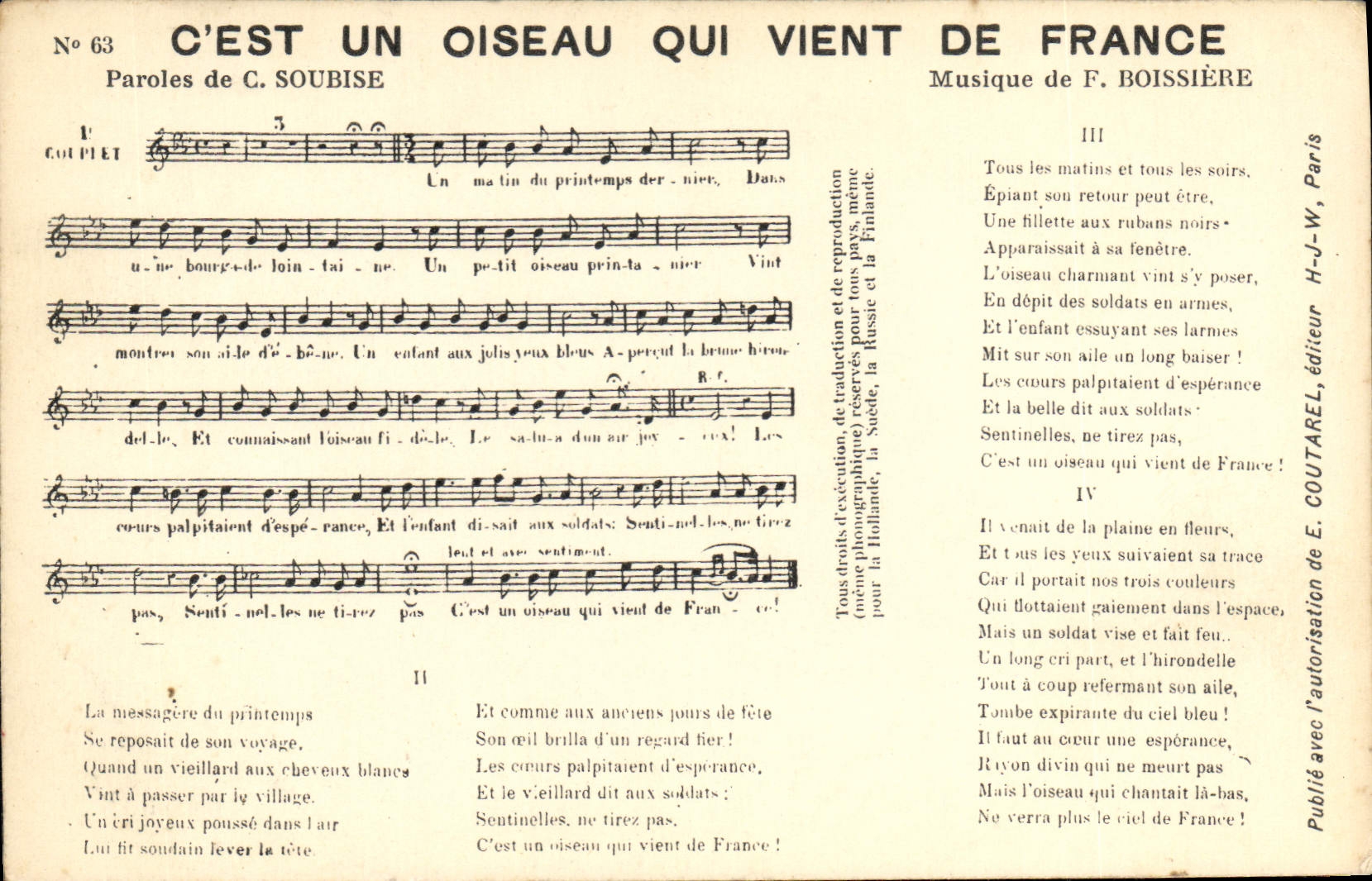 CPA C'est un oiseau qui vient de France Soubise Boissiere