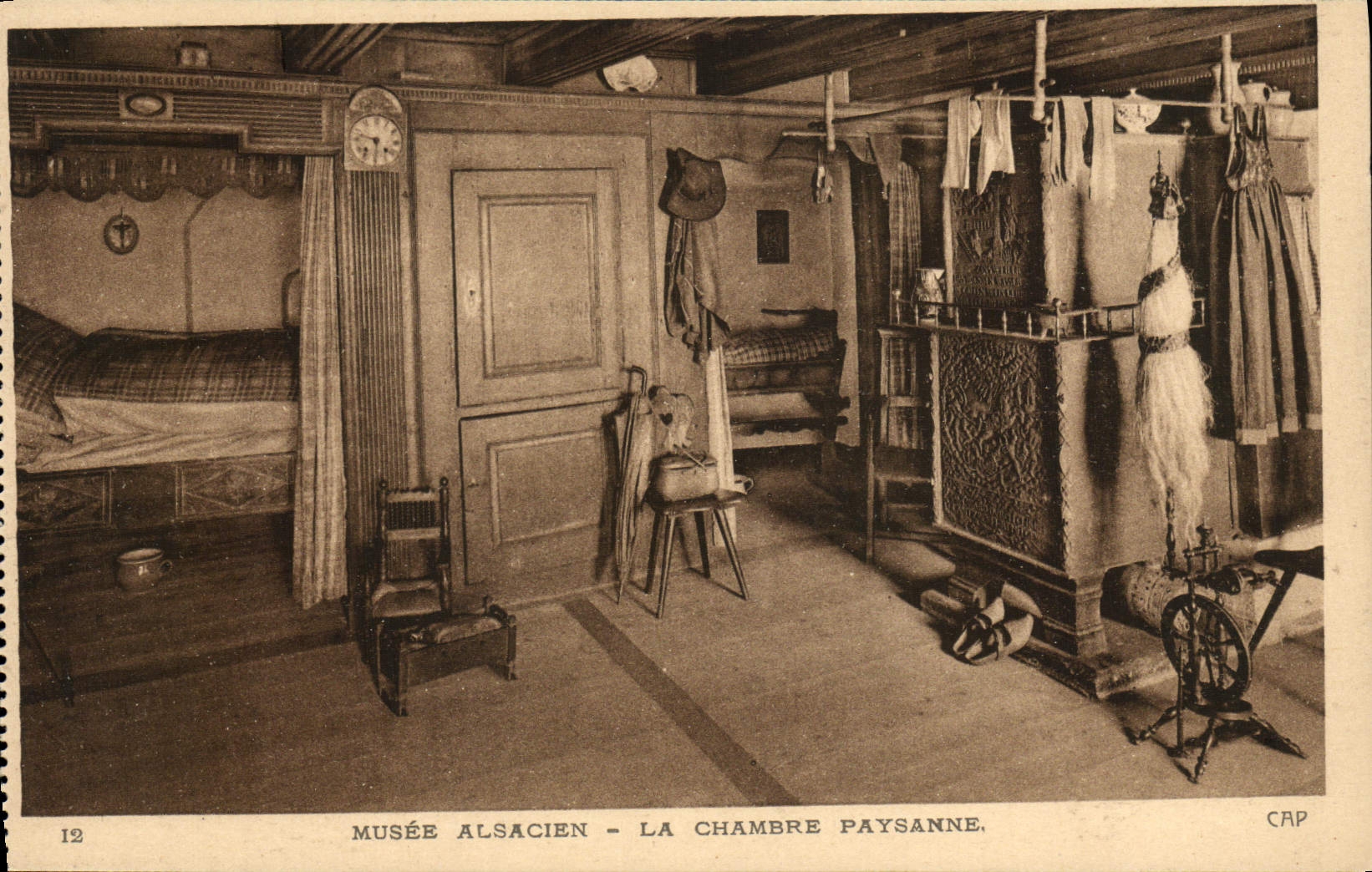 Postal Folclore Alsacia Vagada alsaciano la habitación campesina