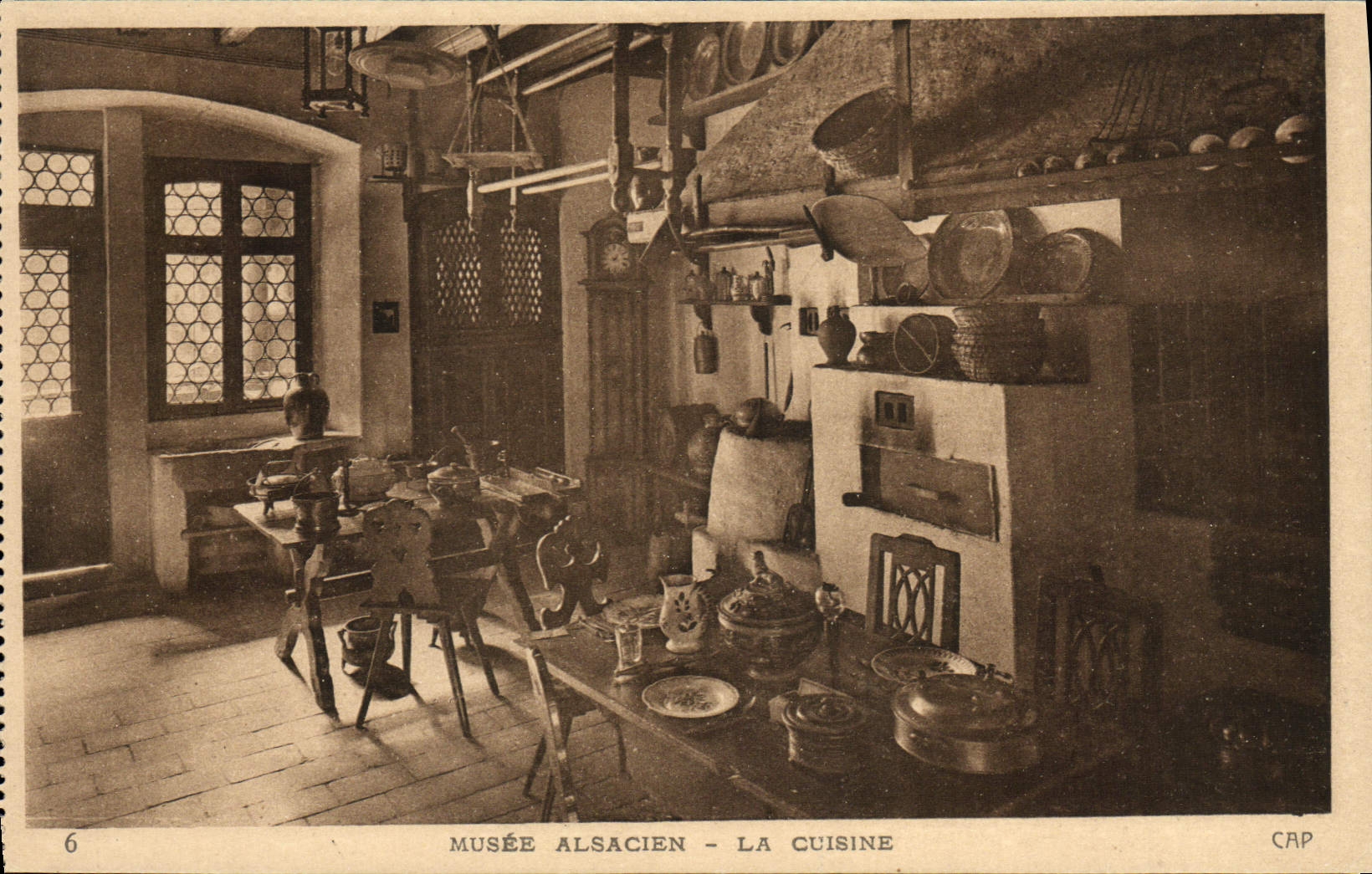 Postal Folclore Alsacia Vagada alsaciano la cocina