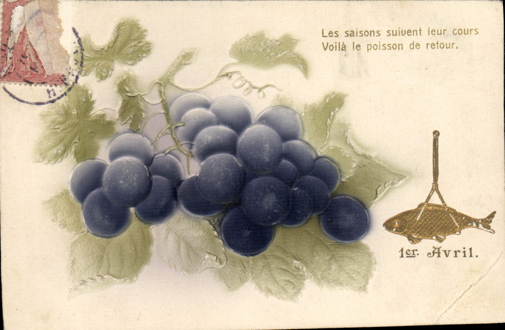 CPA Fantaisie Fleurs Poisson 1er Avril 