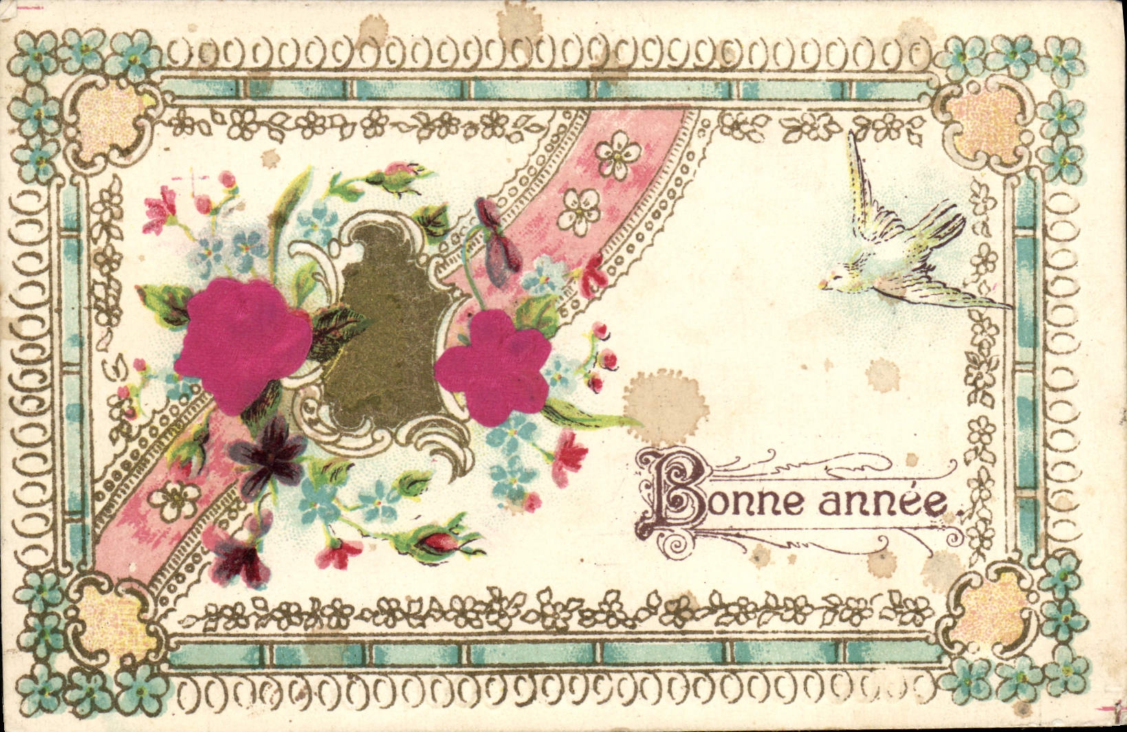 CPA Fantaisie Fleurs Colombe 