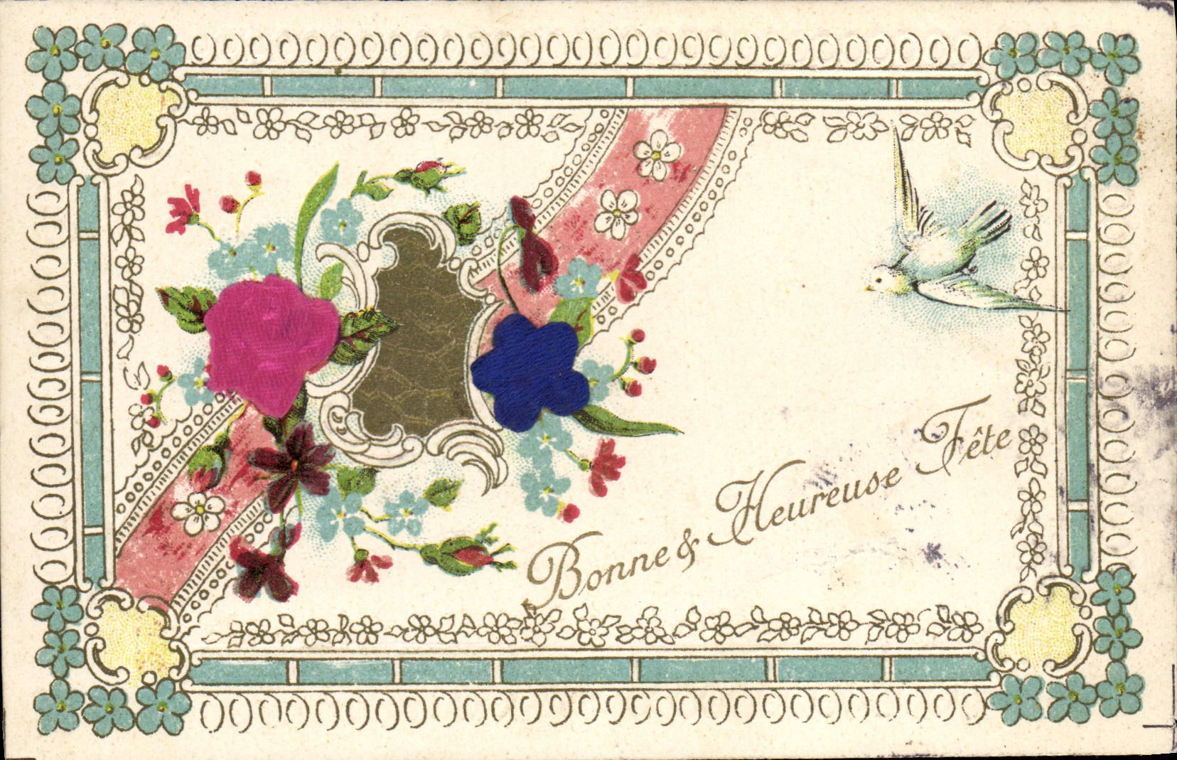 CPA Fantaisie Fleurs Colombe 